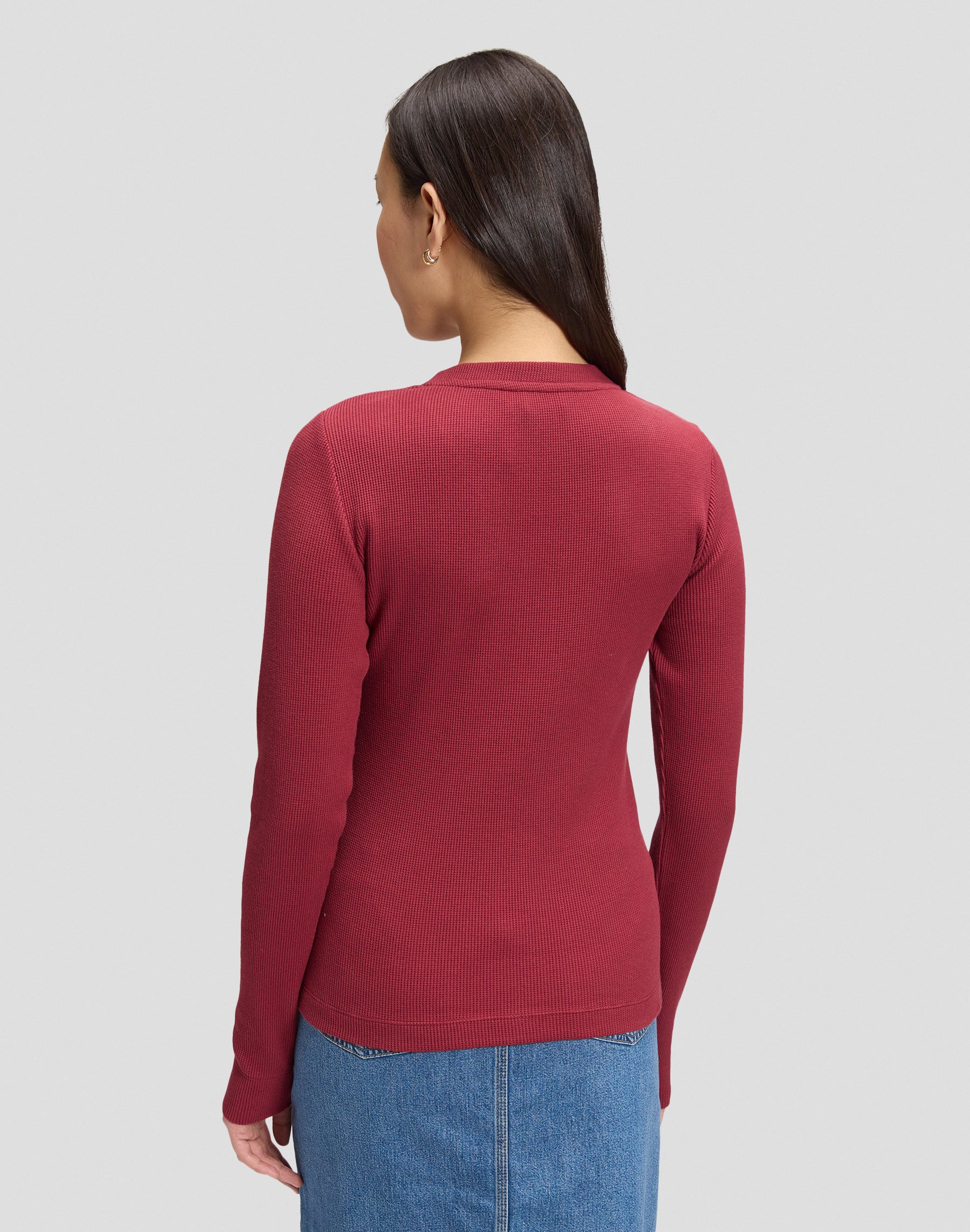 Langarmshirt Waffle Henley in Tibetan Red T-Shirts Lee