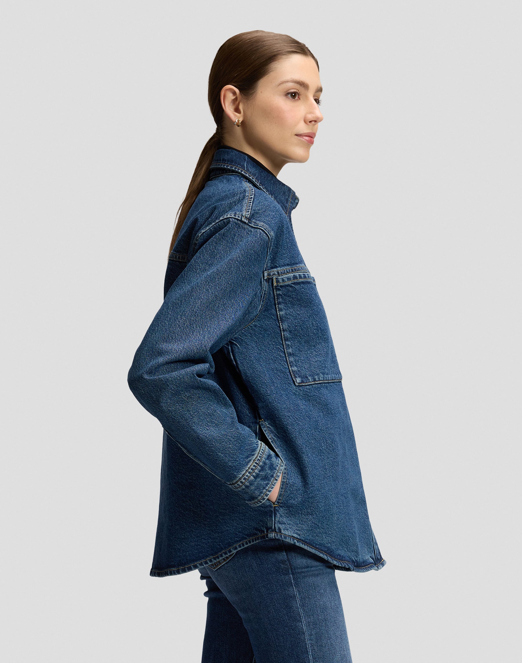 Jeanshemd Relaxed Utility Overshirt in Blue Dagger Hemden Lee