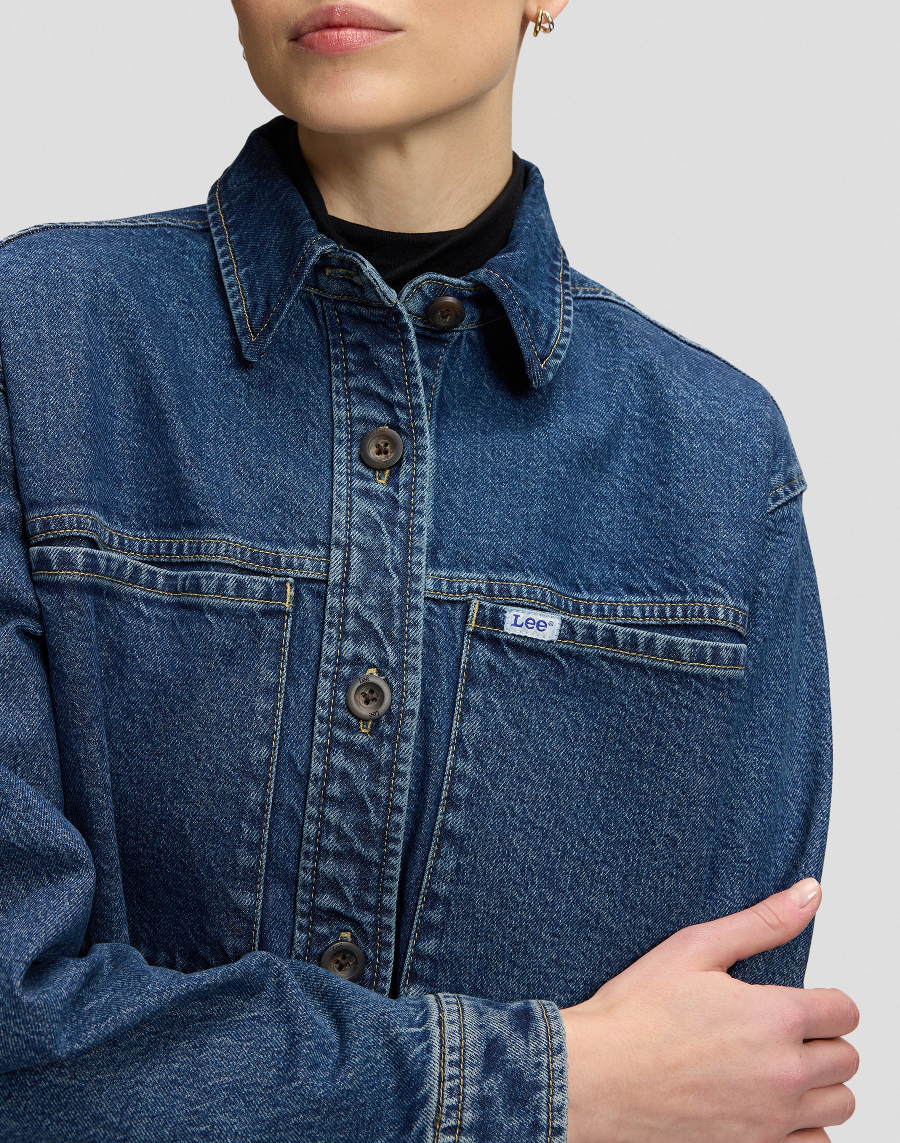 Jeanshemd Relaxed Utility Overshirt in Blue Dagger Hemden Lee