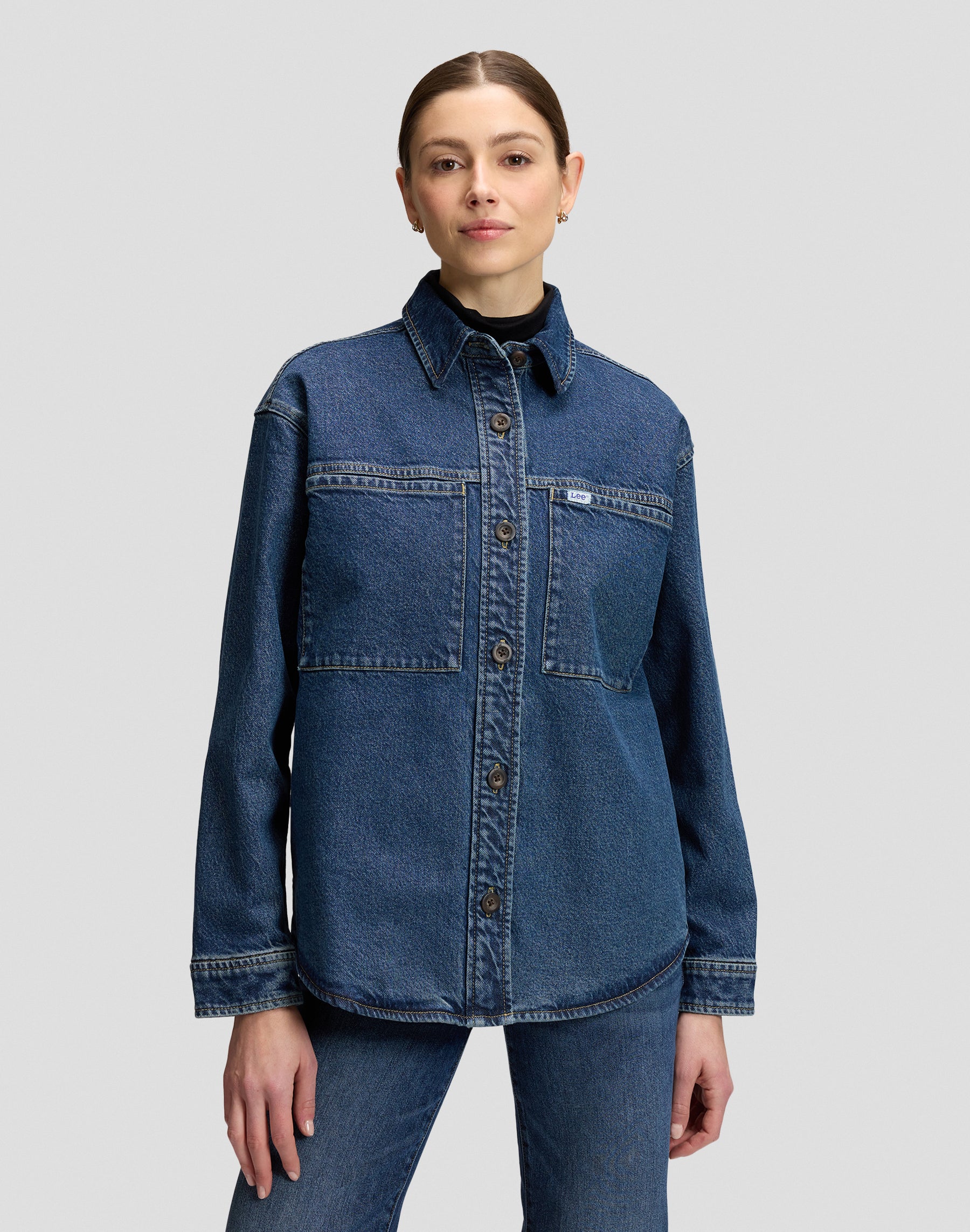 Jeanshemd Relaxed Utility Overshirt in Blue Dagger Hemden Lee