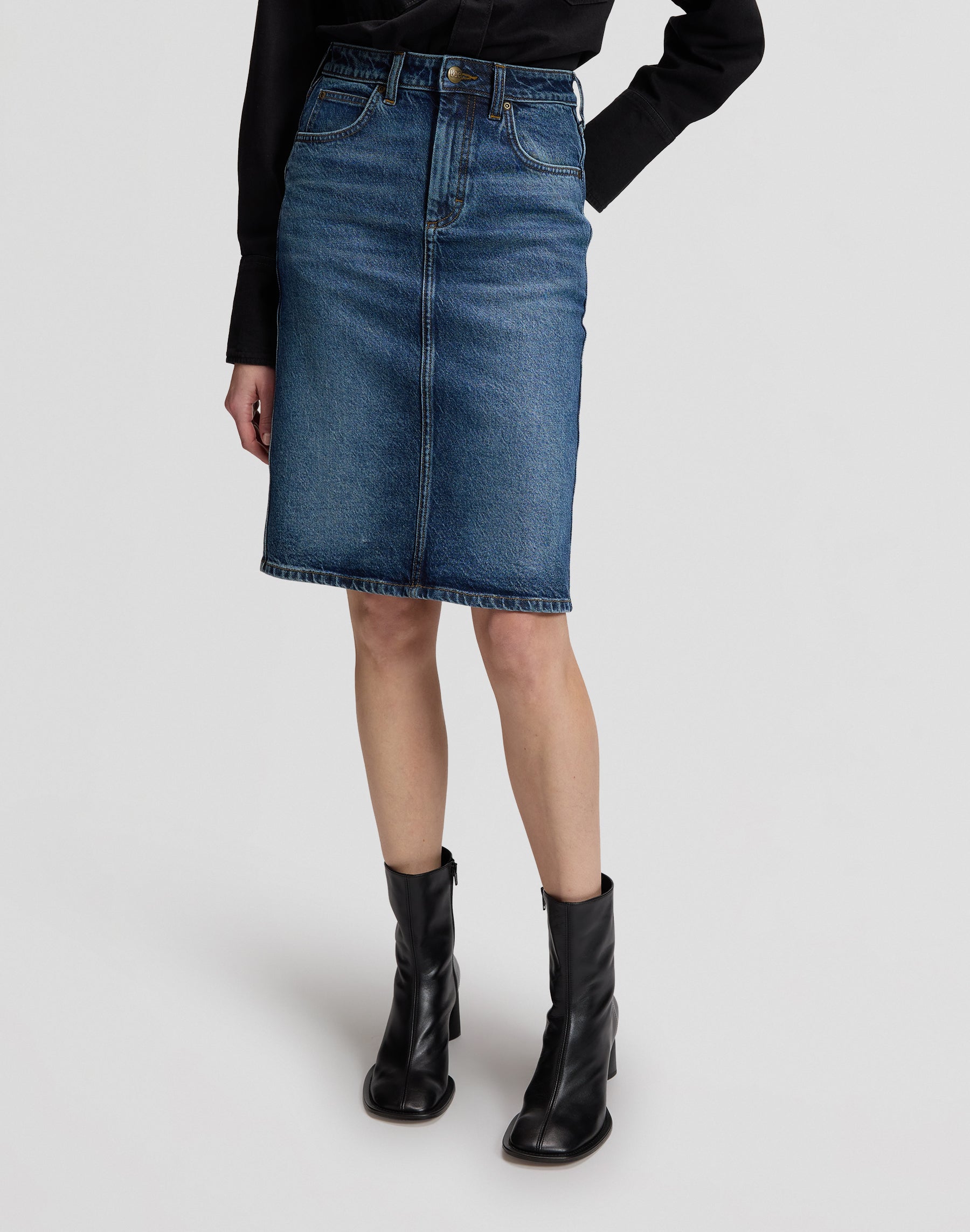 Jeansrock Midi in Flash Blue Röcke Lee