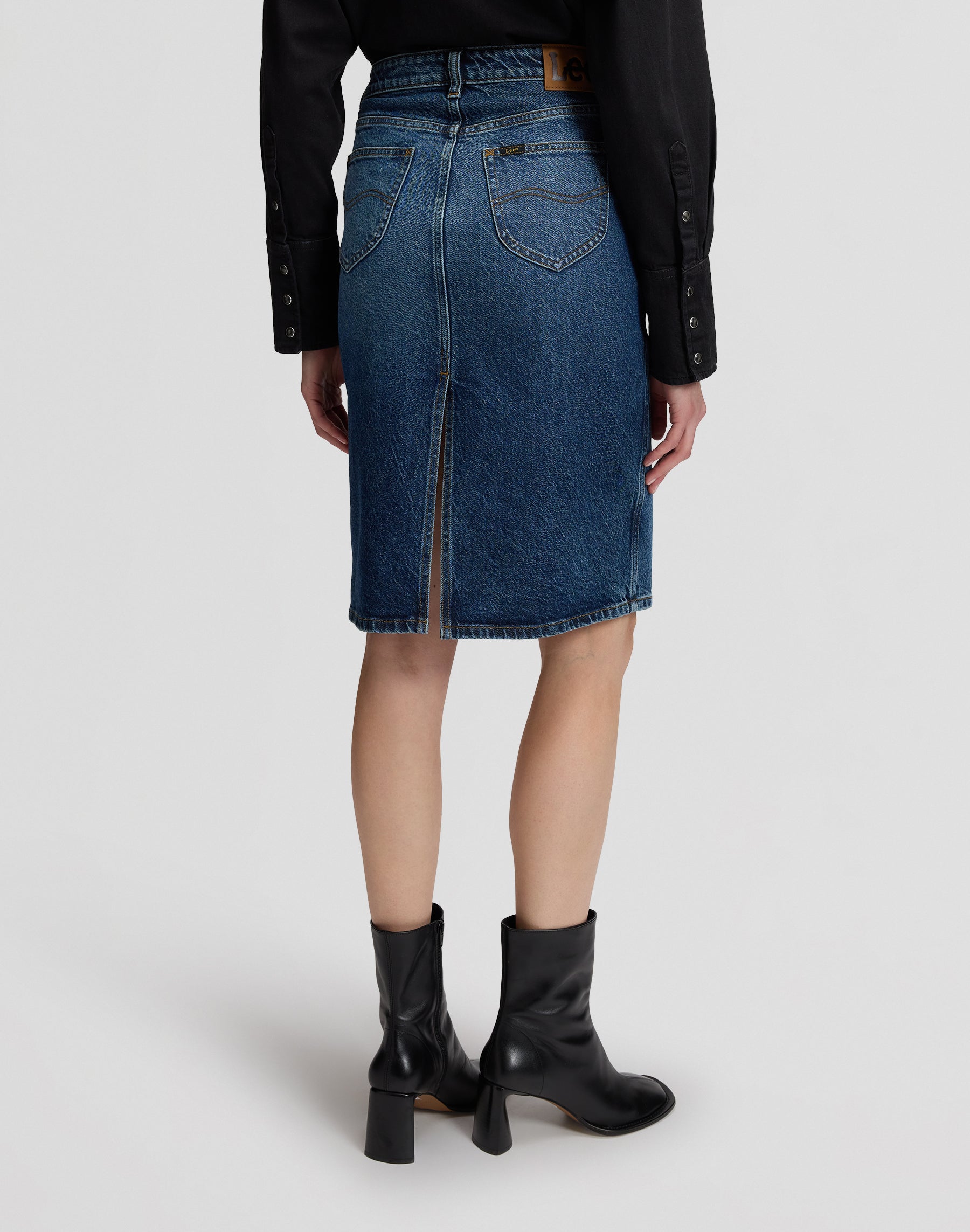 Jeansrock Midi in Flash Blue Röcke Lee