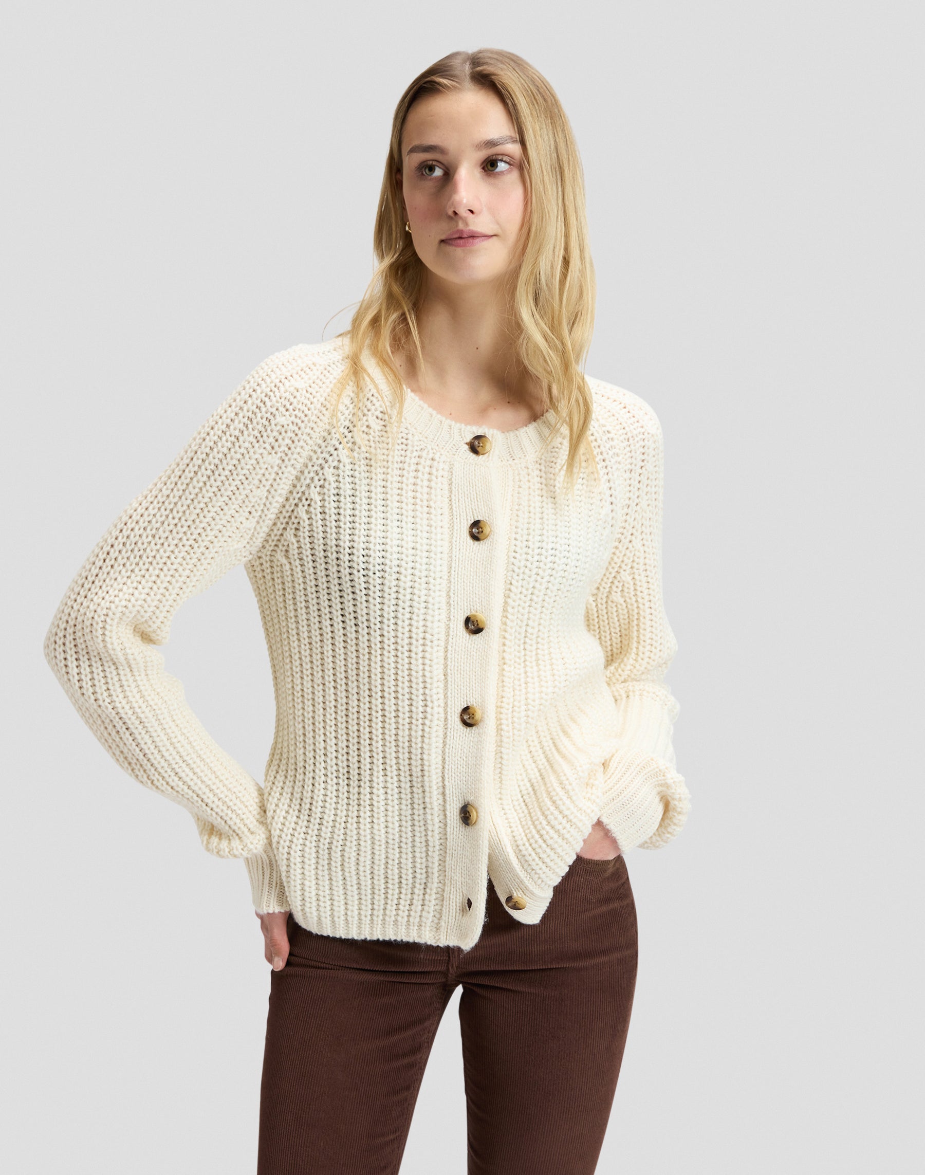 Strickjacke Chunky in Ecru Pullover Lee