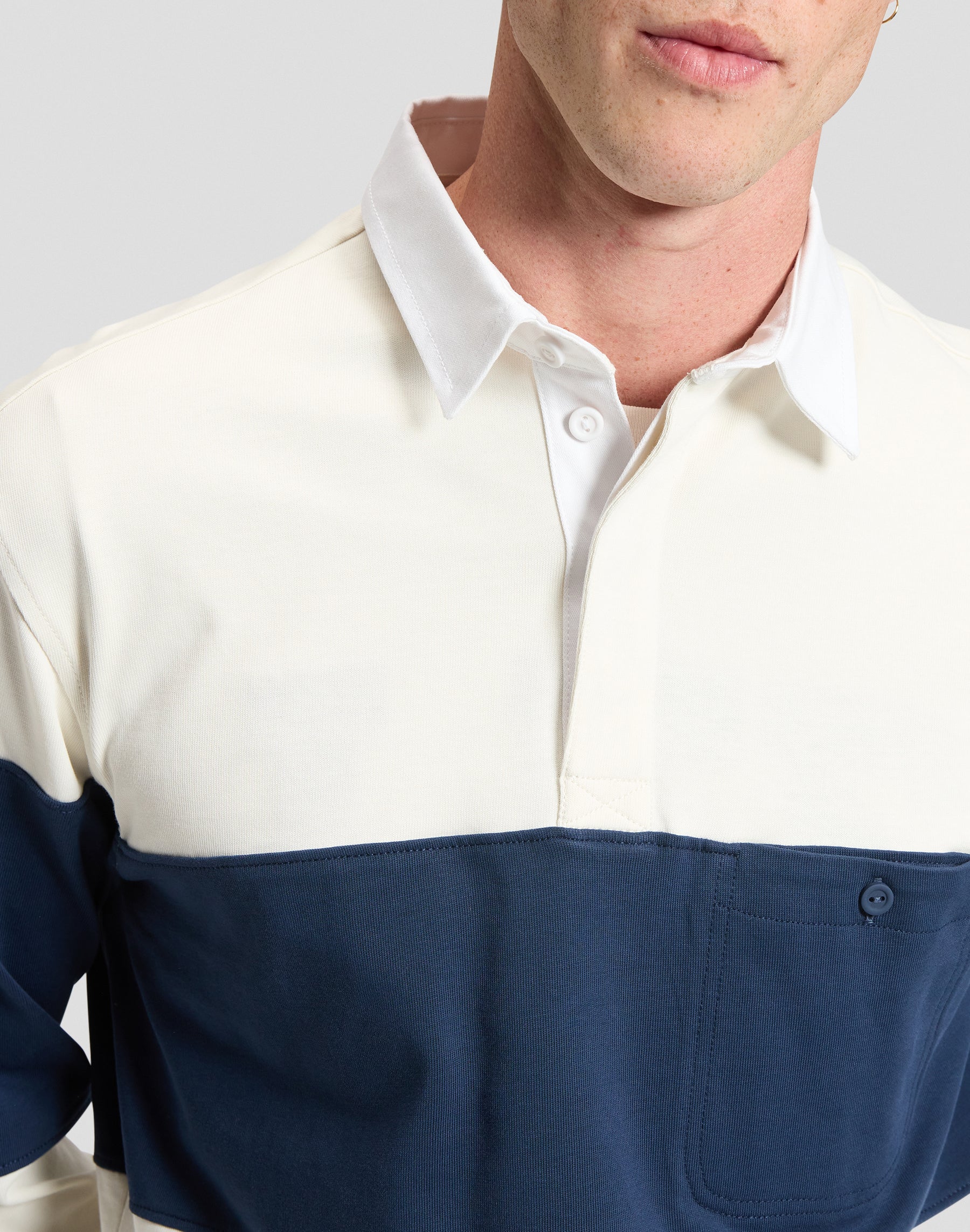 Langarmpolo Rugby in Ecru T-Shirts Lee