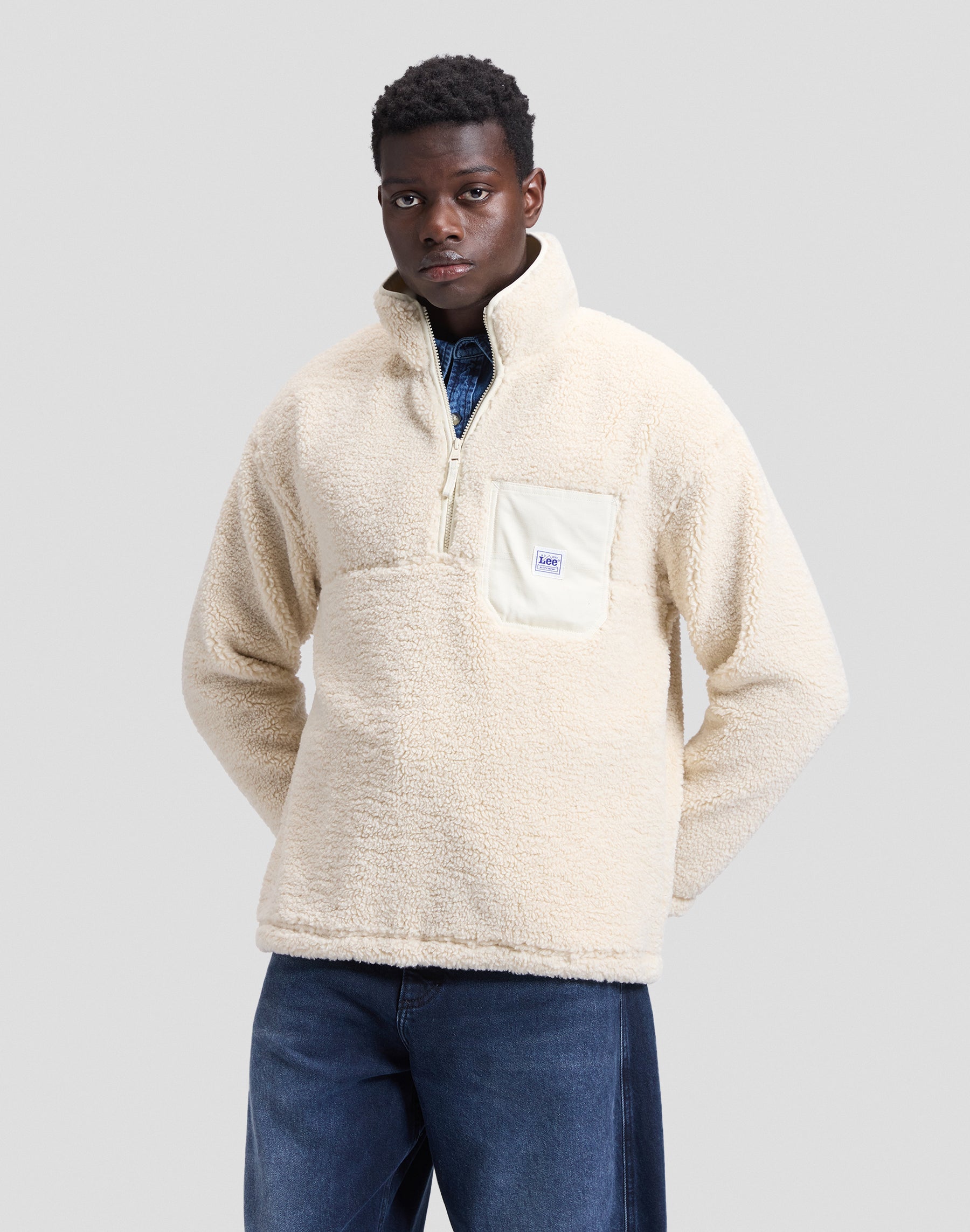 Pullover Workwear Half Zip in Warm Ecru Pullover Lee