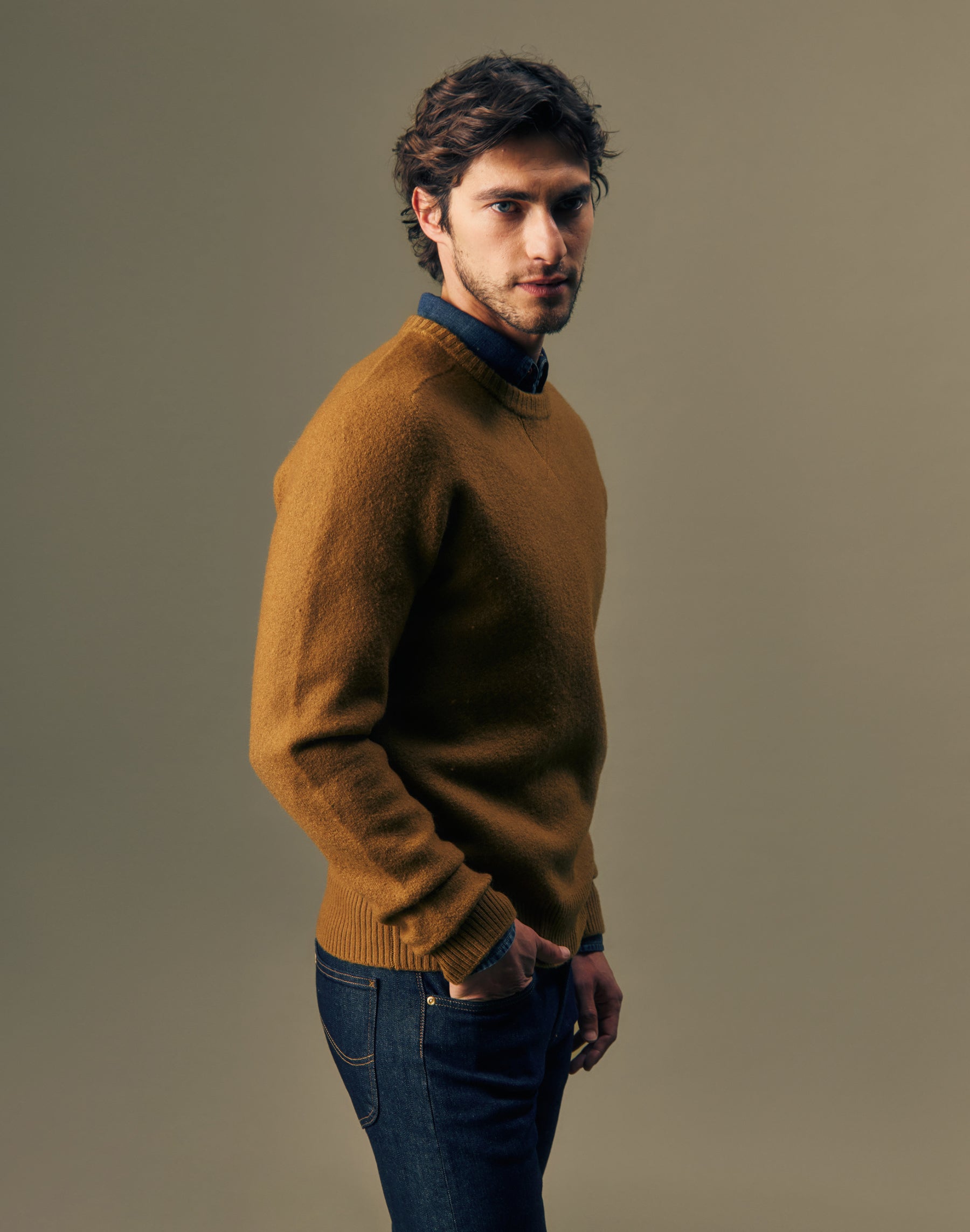 Pullover Boiled Wool in Golden Tobacco Pullover Lee