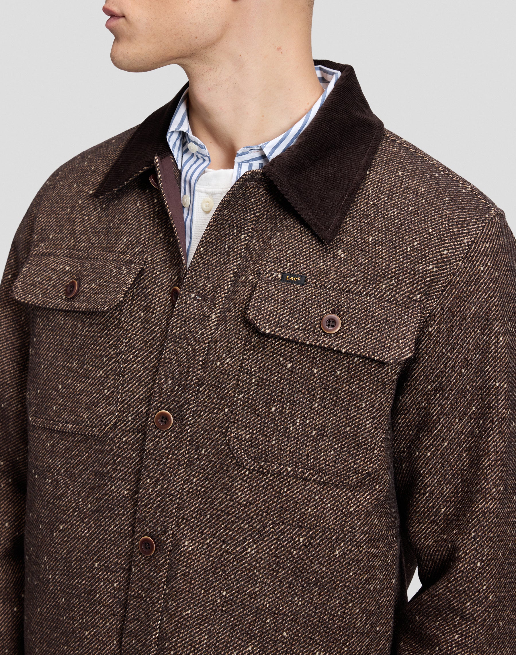 Overshirt Cord Collar Mix in Chocolate Torte Hemden Lee