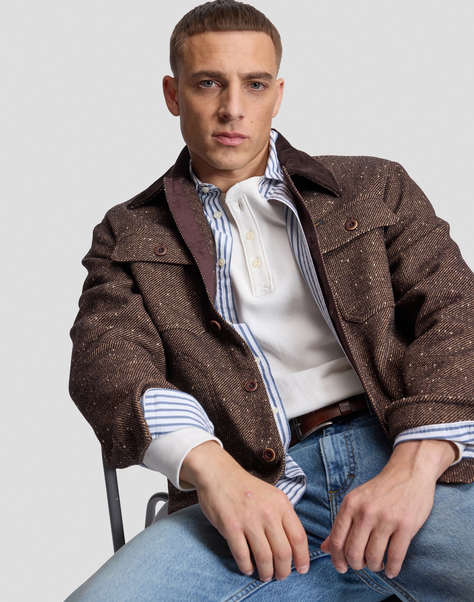 Overshirt Cord Collar Mix in Chocolate Torte Hemden Lee