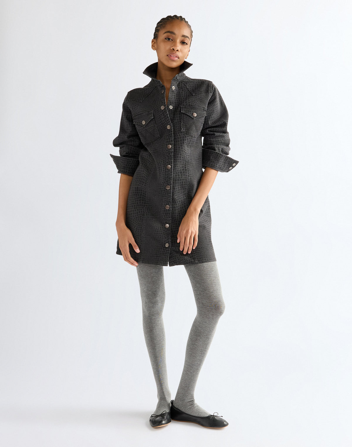 Minikleid Barrel Sleeve in Croc Print Kleider Wrangler
