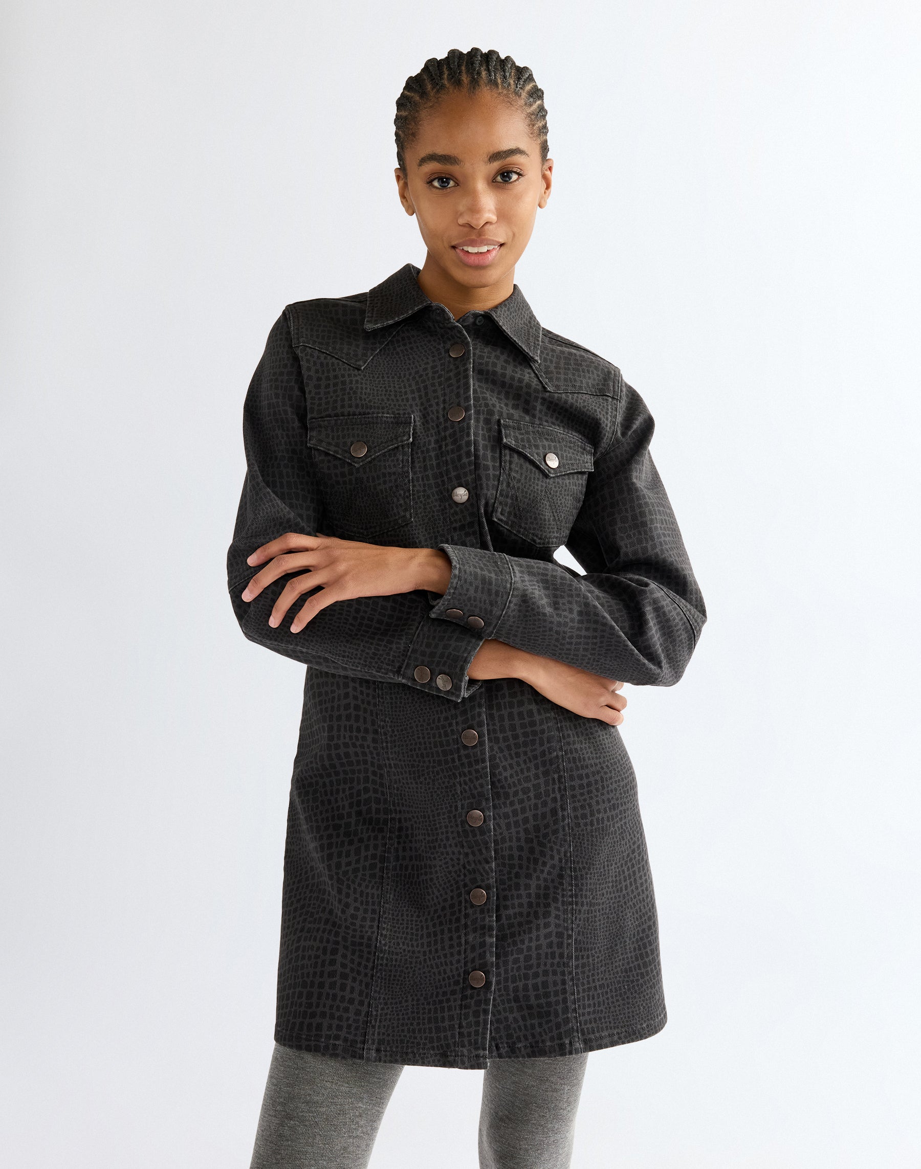 Minikleid Barrel Sleeve in Croc Print Kleider Wrangler