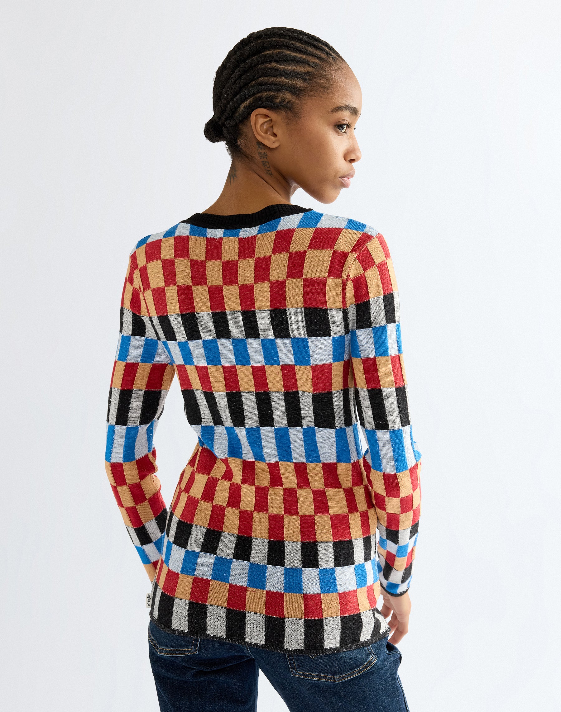 Pullover Knit Crew in Starting Line Check Pullover Wrangler