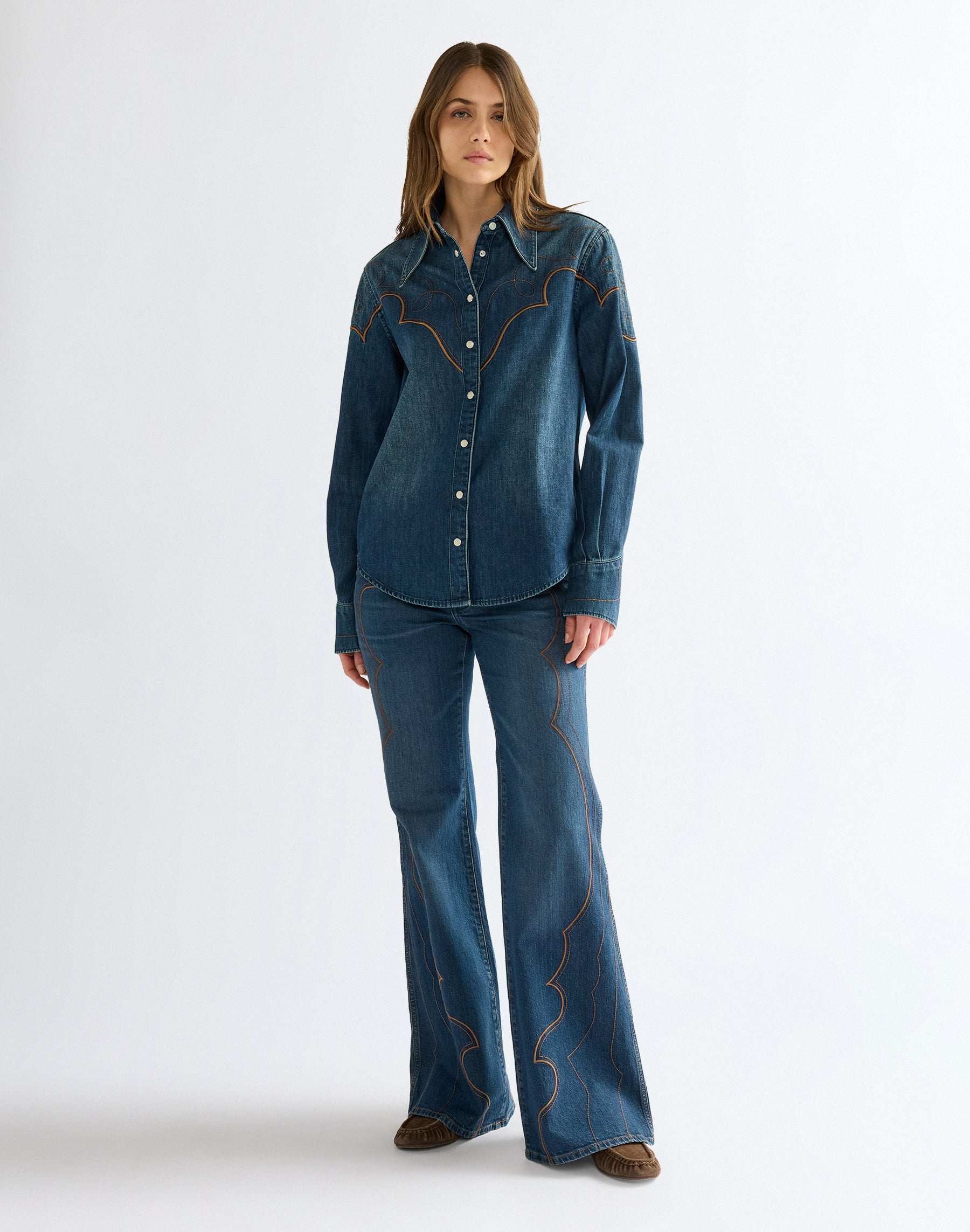 Jeanshemd Western Yoke in Saloon Shadow Hemden Wrangler