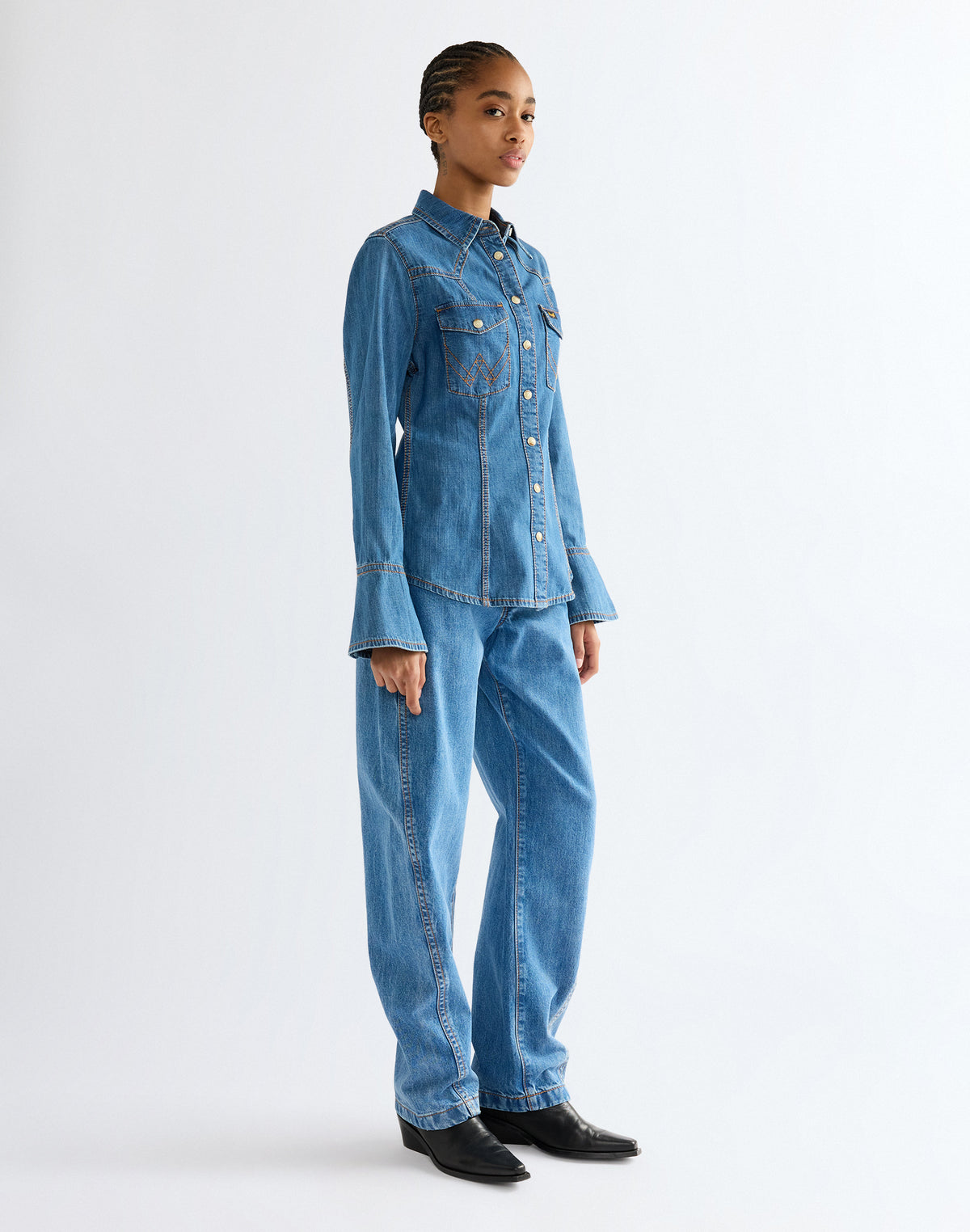 Jeanshemd Super Western in Cowboy Fade Hemden Wrangler