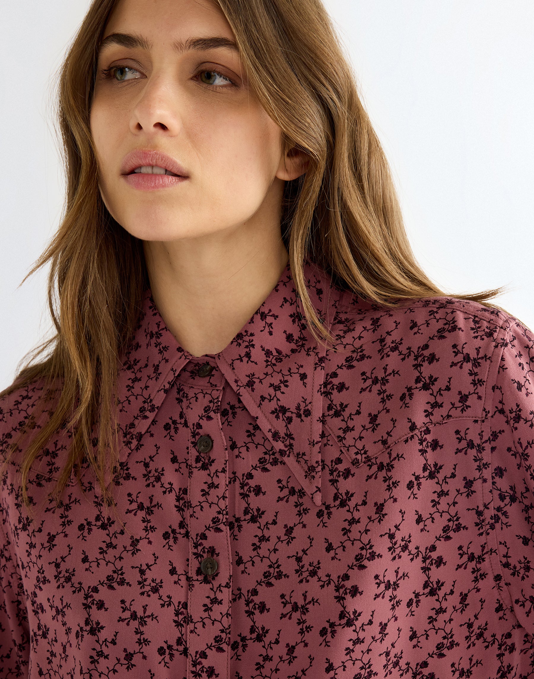 Langarmbluse Drama Collar in Pink Rose Hemden Wrangler