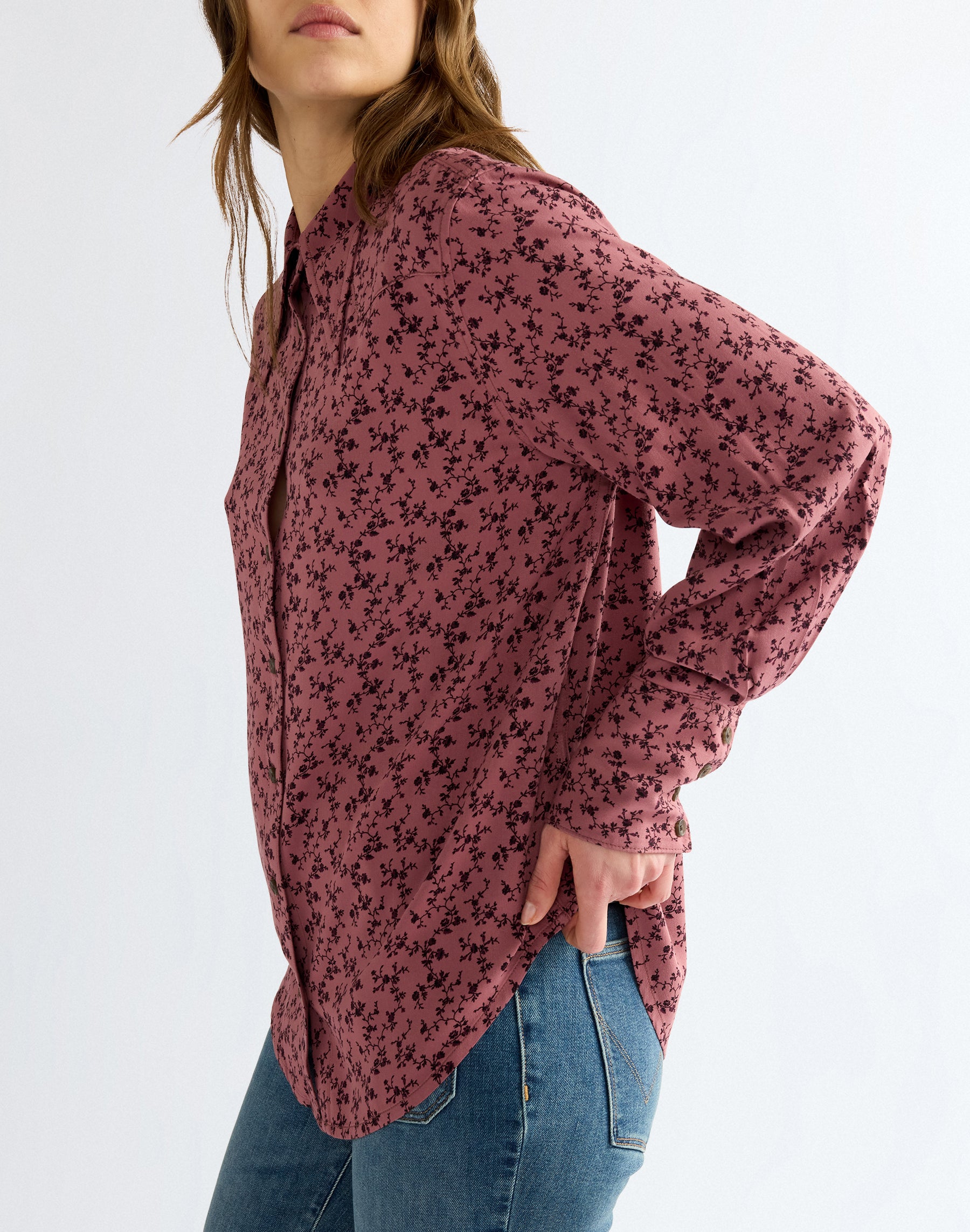 Langarmbluse Drama Collar in Pink Rose Hemden Wrangler