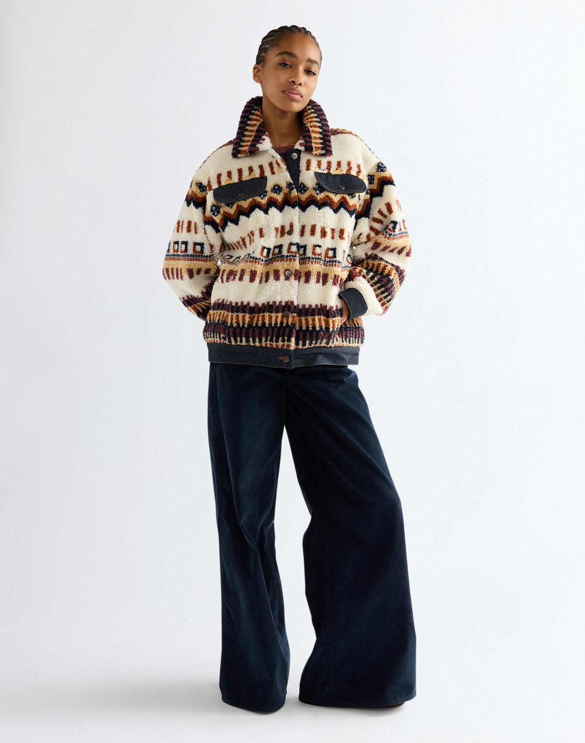 Sherpajacke Sherpa Trucker in Fun Fairisle Jacken Wrangler