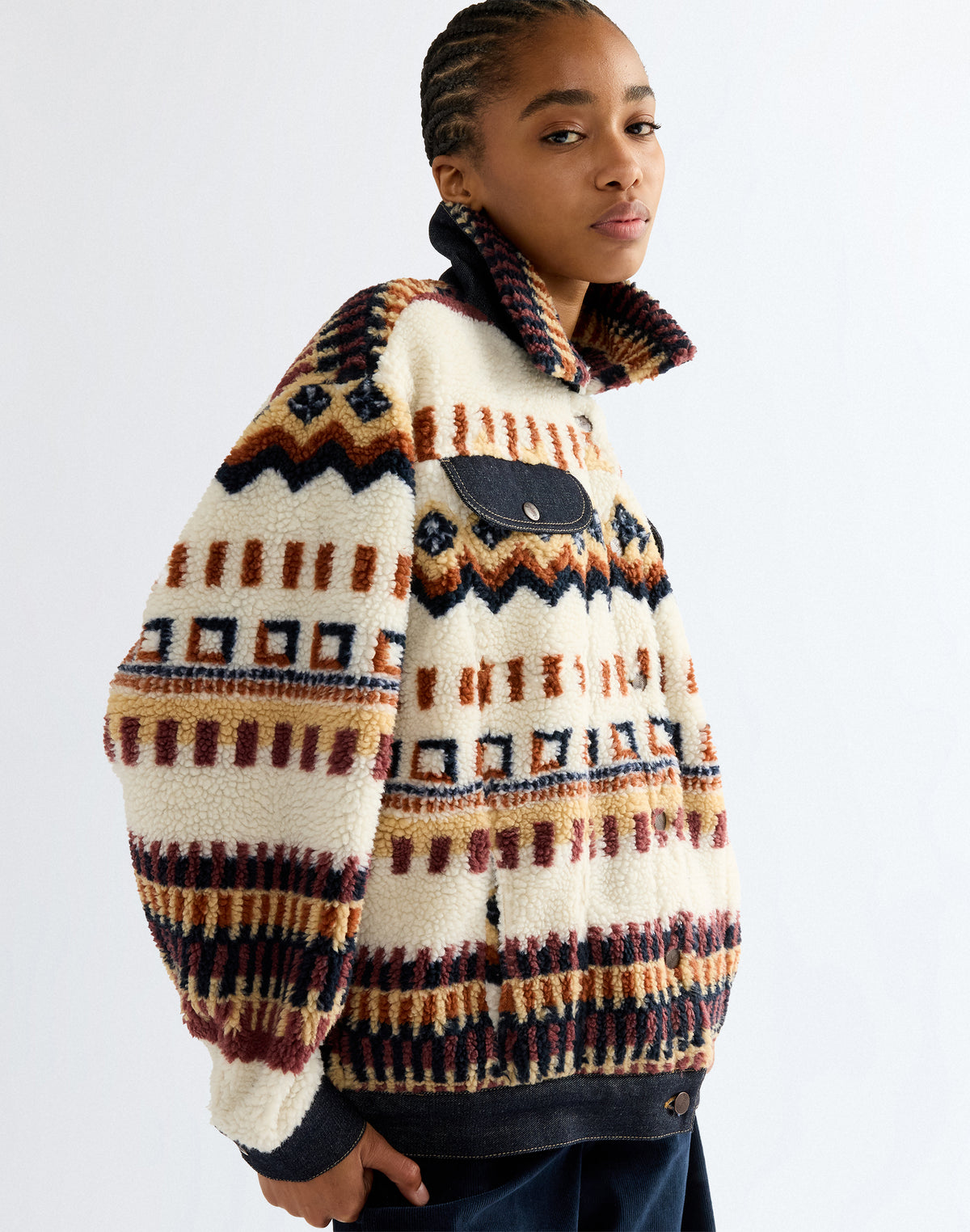 Sherpajacke Sherpa Trucker in Fun Fairisle Jacken Wrangler