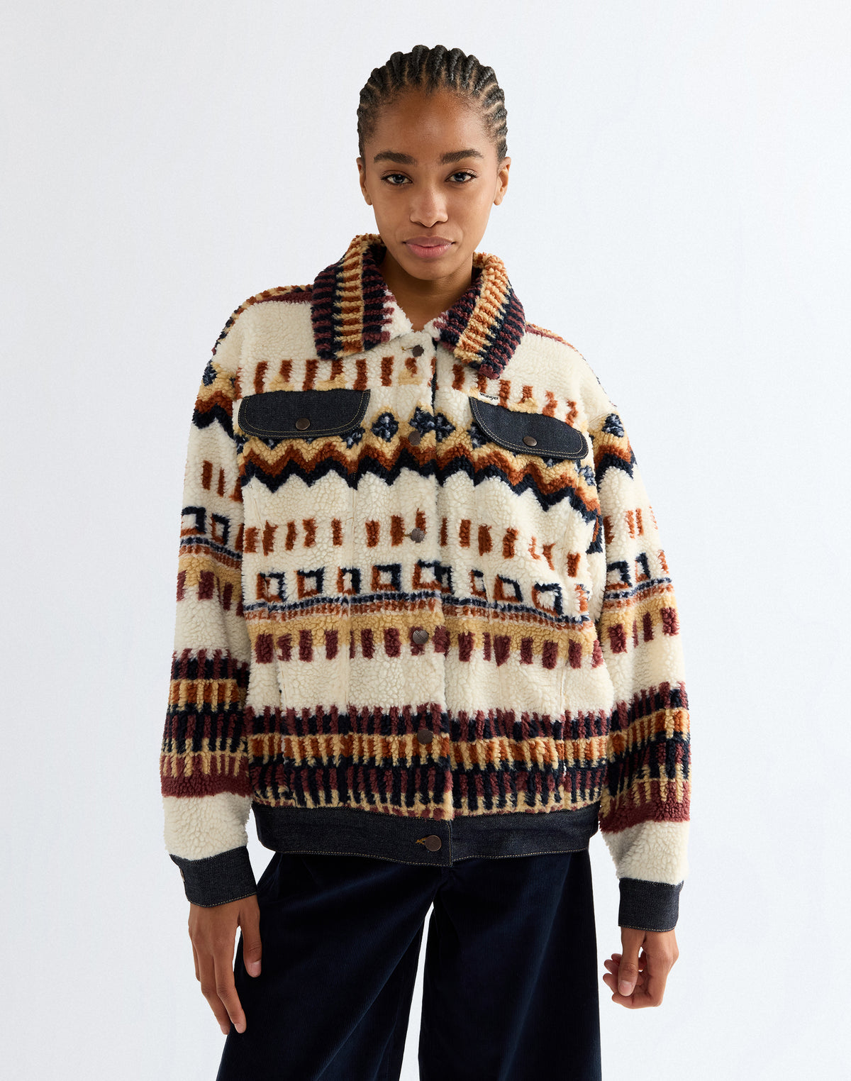 Sherpajacke Sherpa Trucker in Fun Fairisle Jacken Wrangler