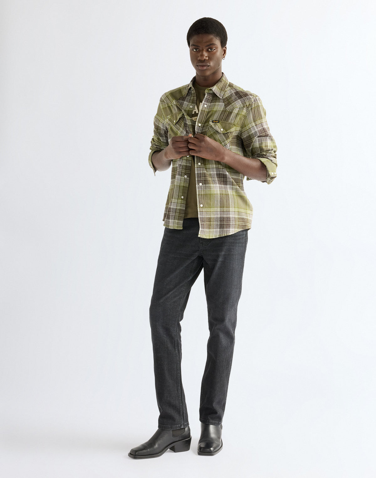 Langarmhemd Western in Pesto Hemden Wrangler