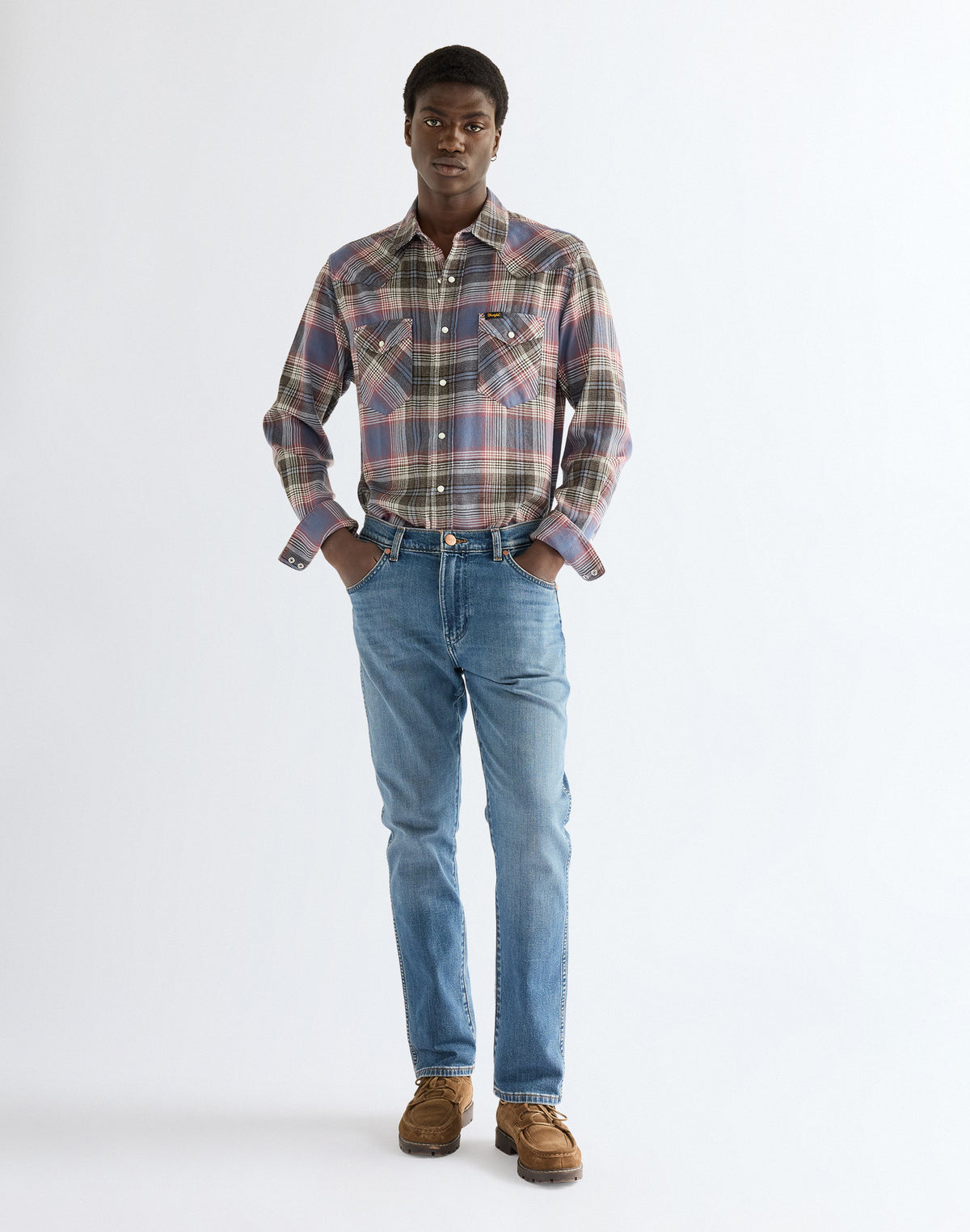 Langarmhemd Western in Soft Brown Hemden Wrangler