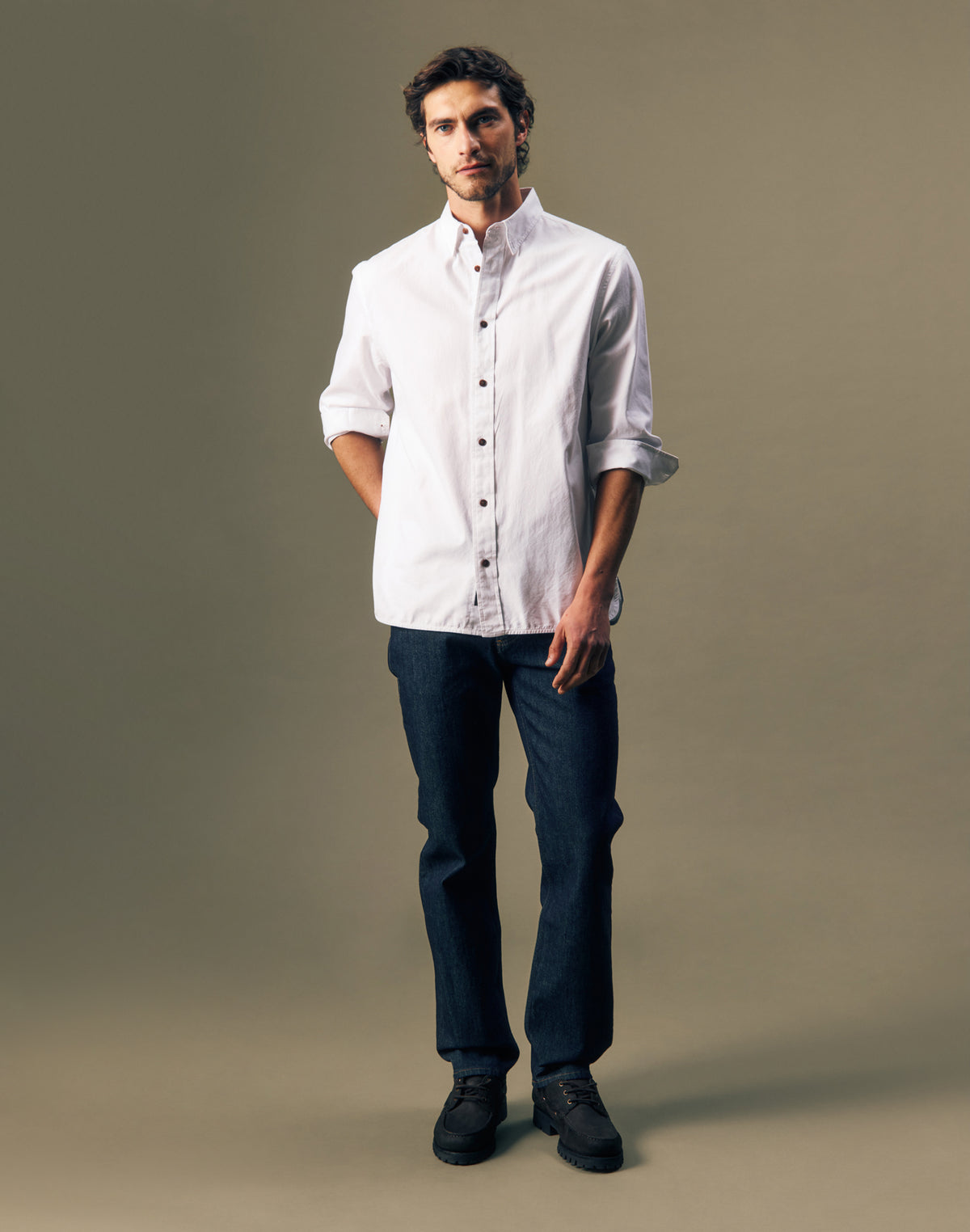 Langarmhemd Oxford Button Up in Bright White Hemden Lee