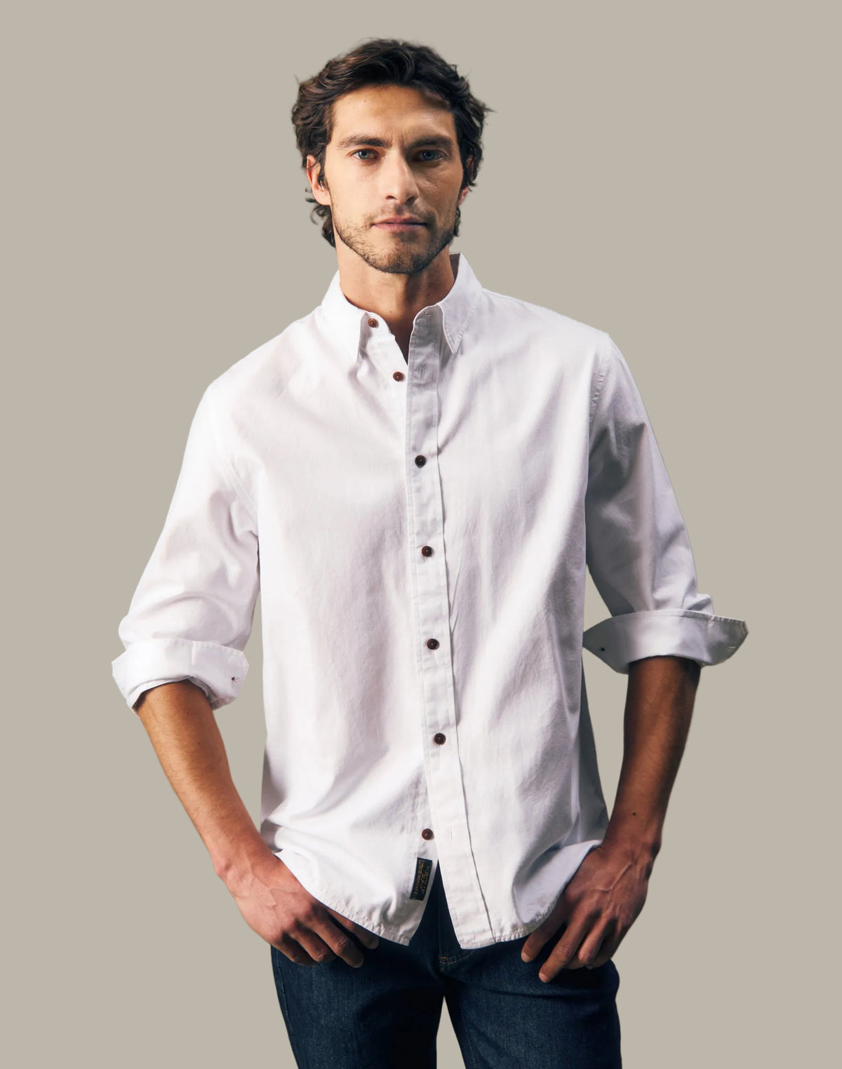 Langarmhemd Oxford Button Up in Bright White Hemden Lee