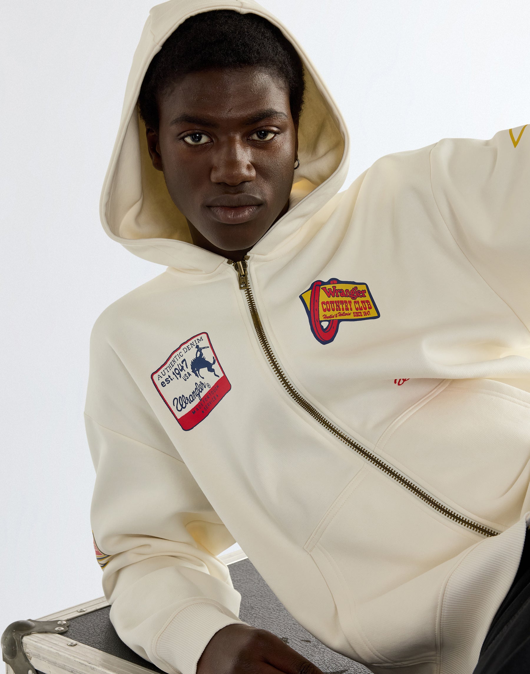 Kapuzenpullover Graphic Zip in Bright White Kapuzenpullover Wrangler