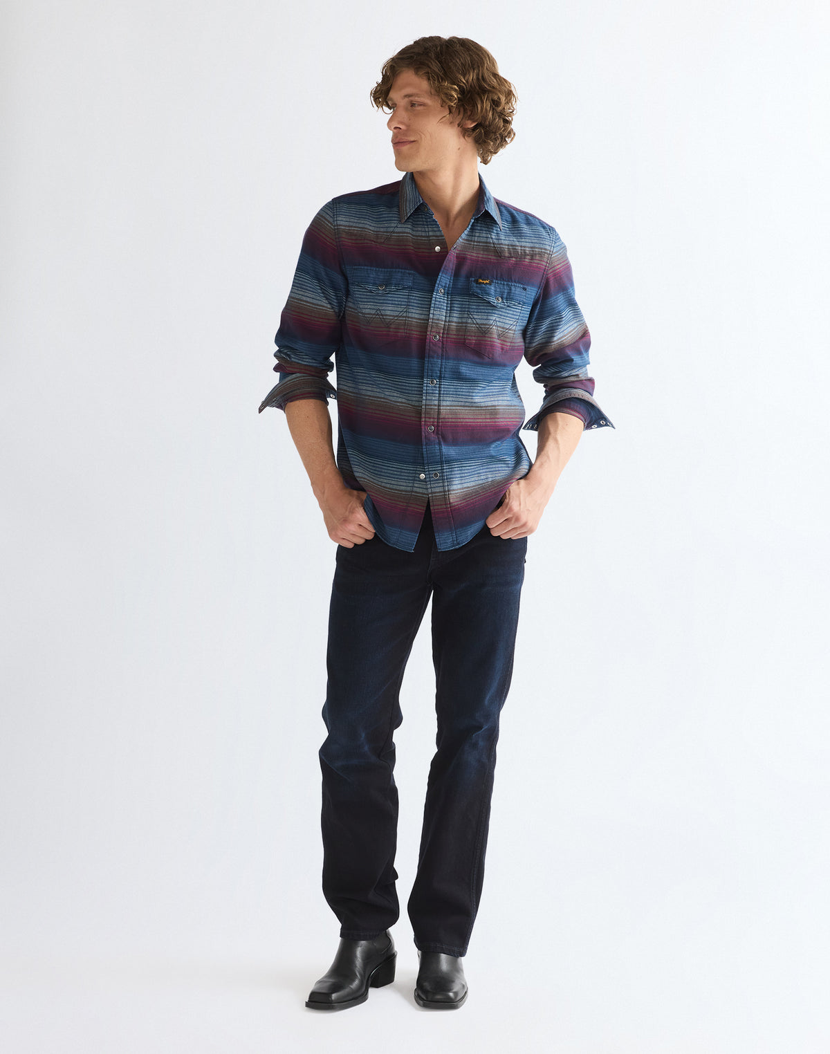 Langarmhemd Western in Dark Americana Hemden Wrangler