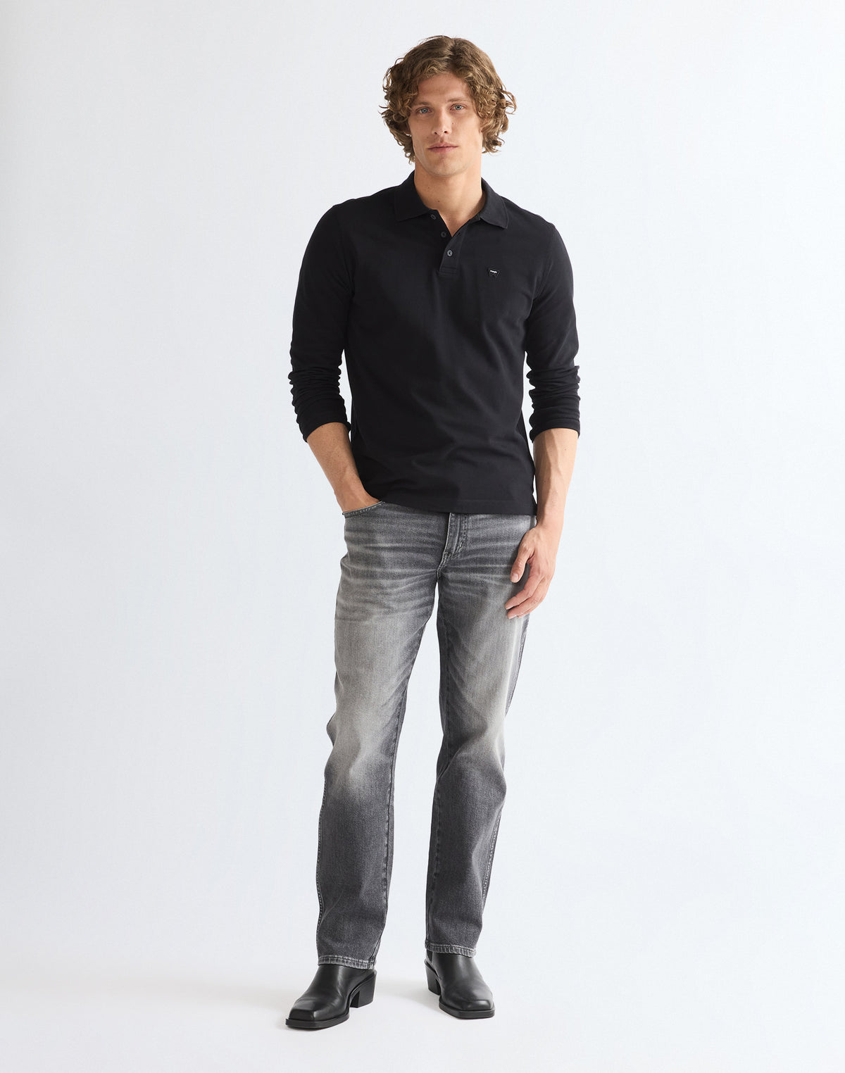 Langarmpolo Polo in Black T-Shirts Wrangler