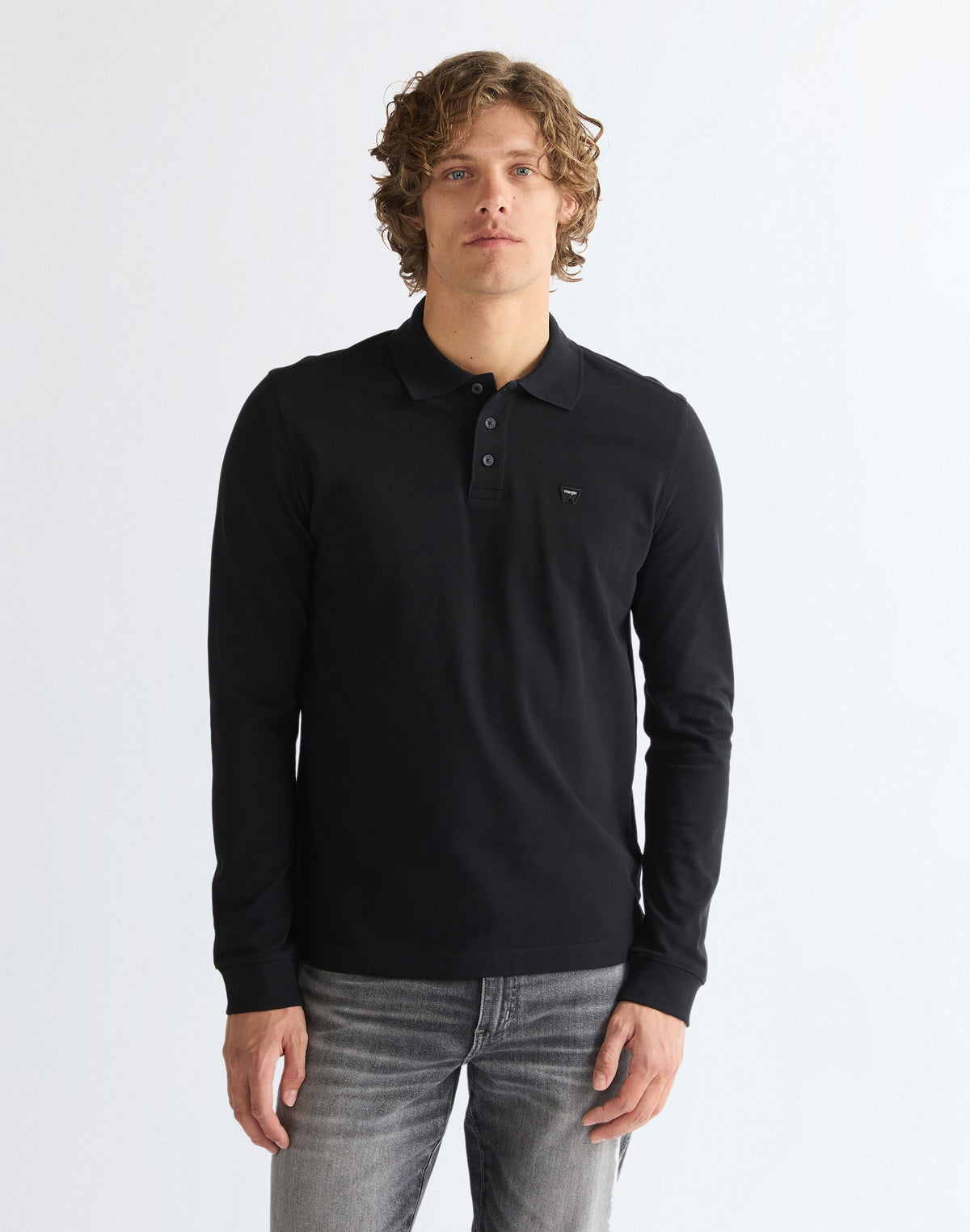 Langarmpolo Polo in Black T-Shirts Wrangler