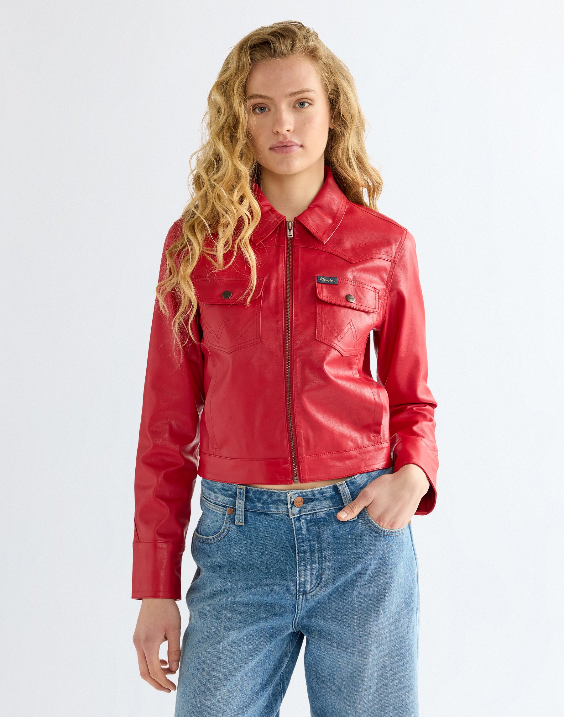Kunstlederjacke Slim Seamed in Chili Pepper Jacken Wrangler