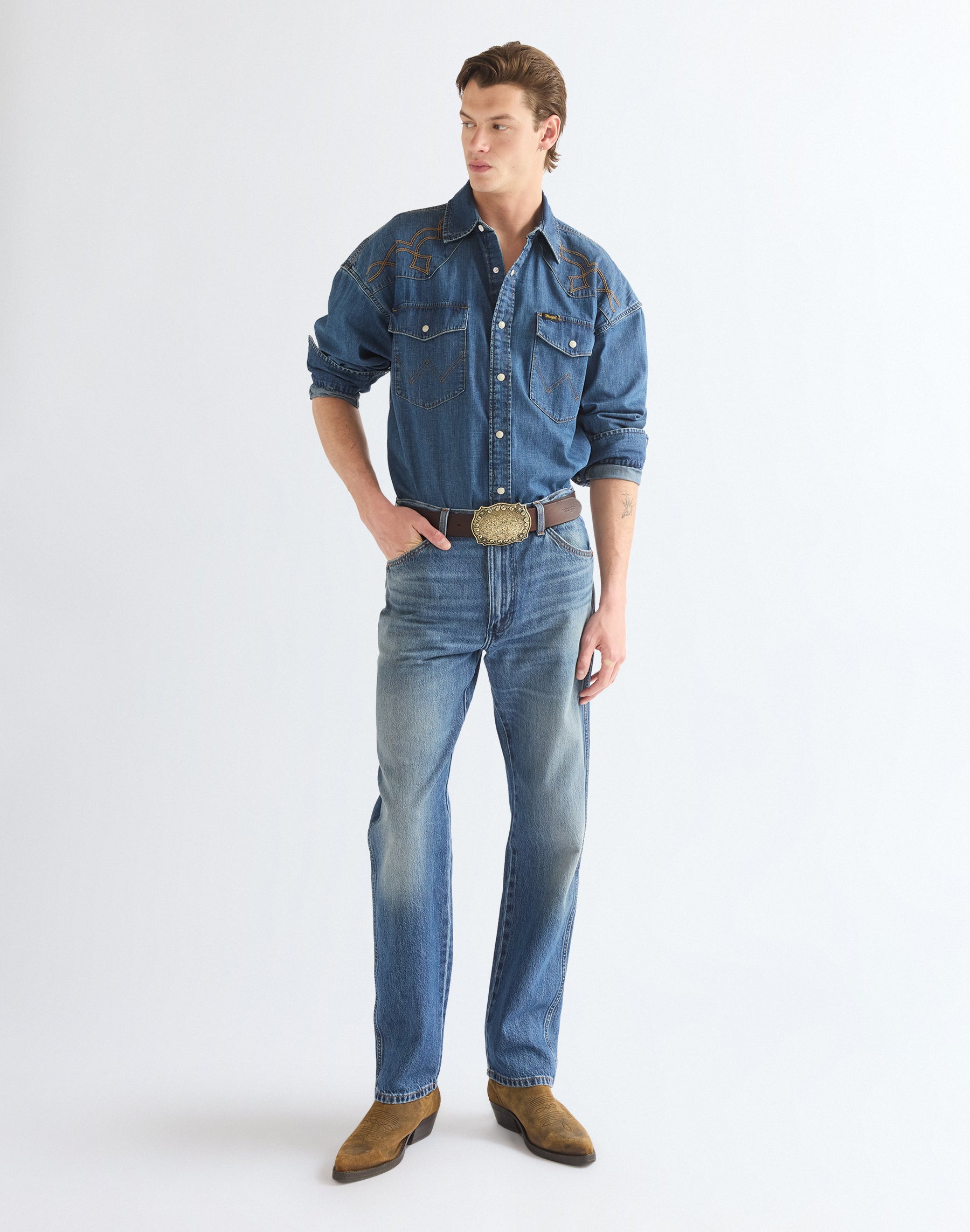 Gürtel Oversized Buckle in Dark Brown Gürtel Wrangler