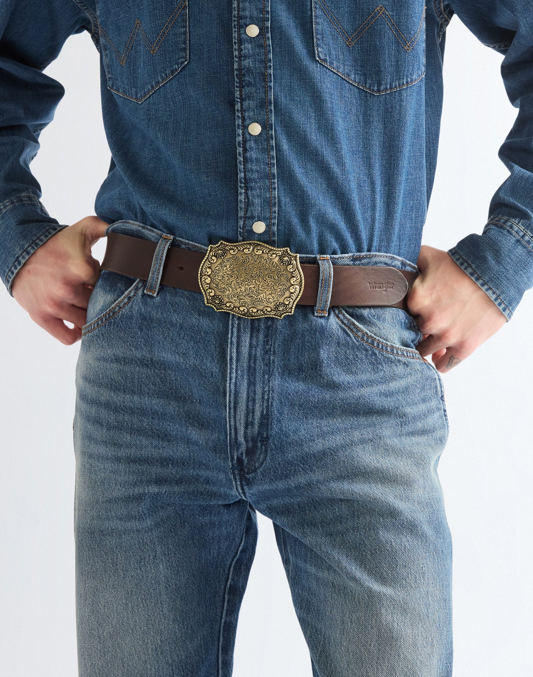 Gürtel Oversized Buckle in Dark Brown Gürtel Wrangler