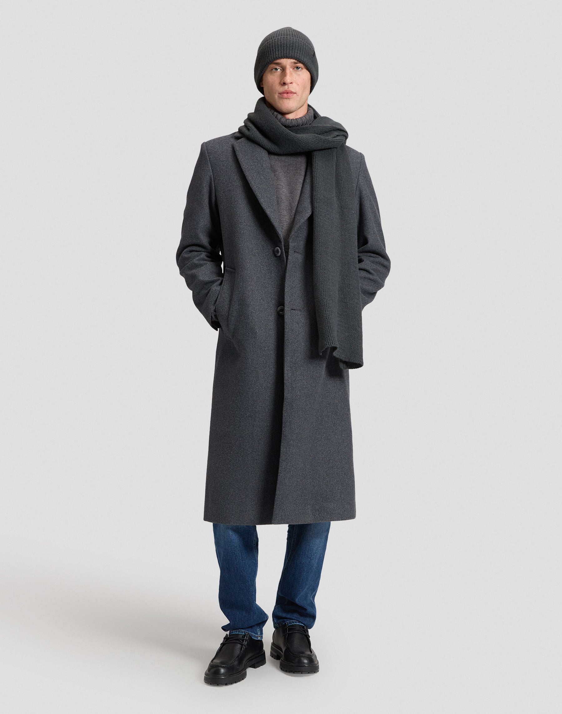 Mütze & Schal Set Xmas Pack in Gray Pinstripe Schals Lee