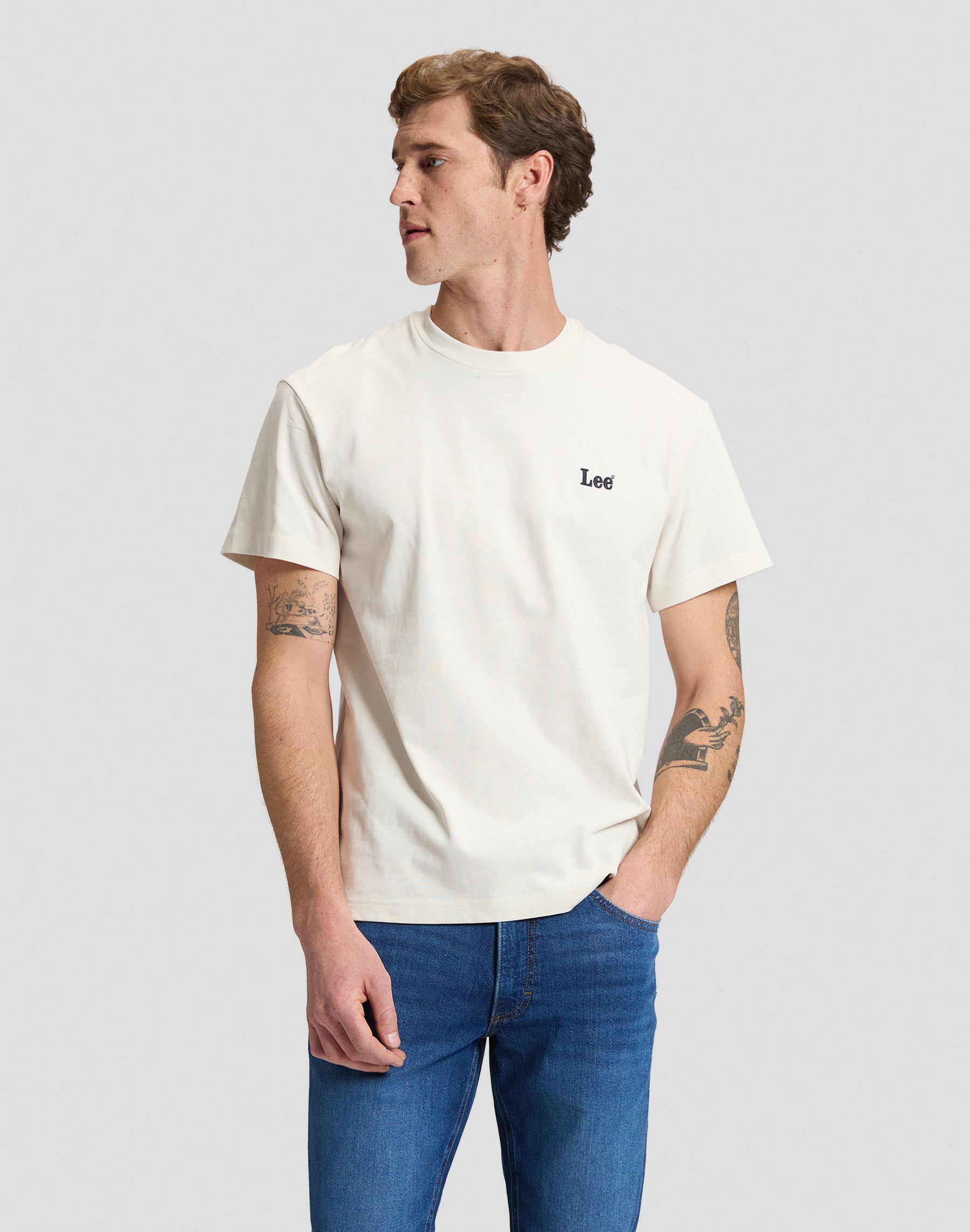 T-Shirt Small Logo in Ecru T-Shirts Lee