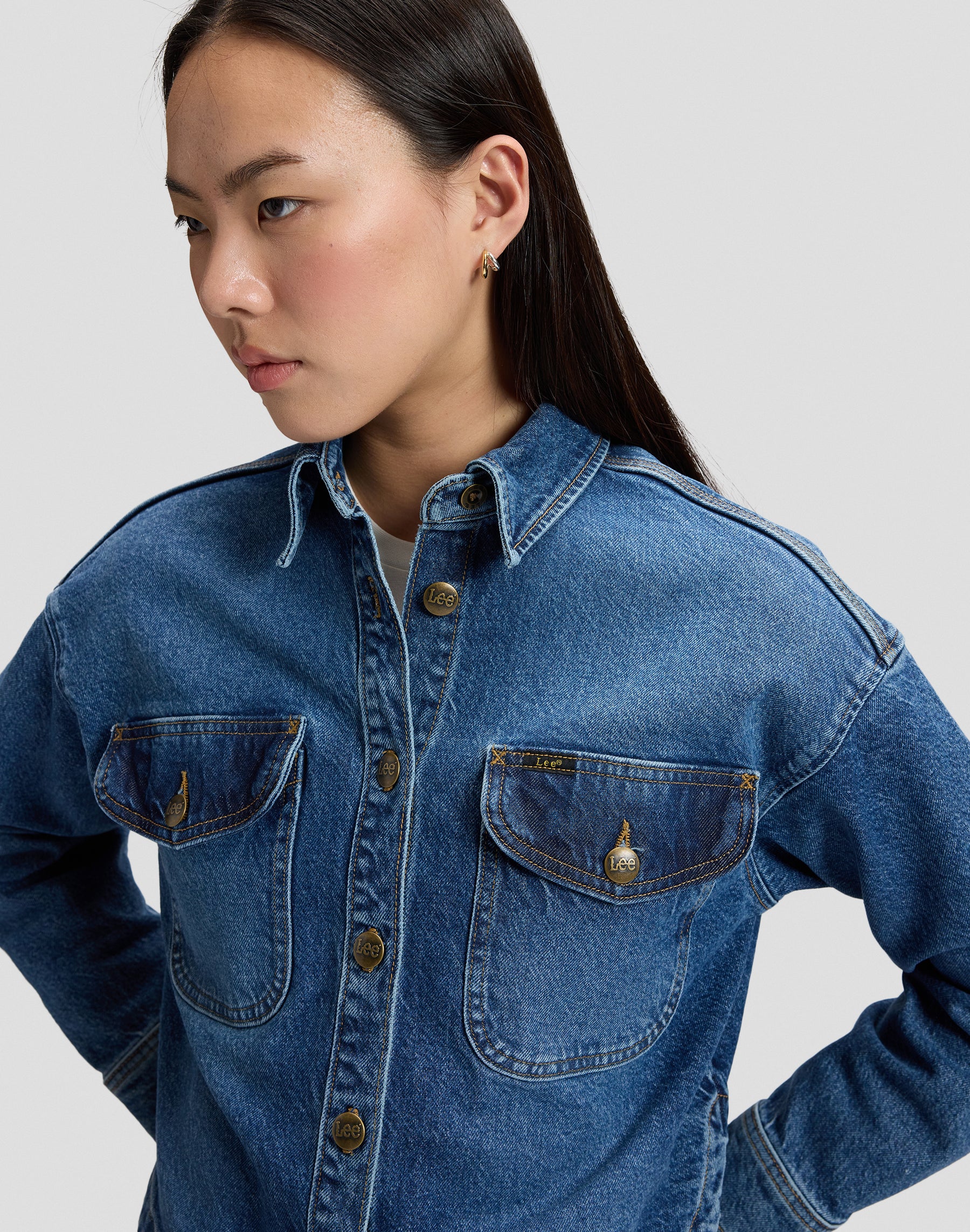 Hemd Flap Pocket in Vintage Blues Hemden Lee