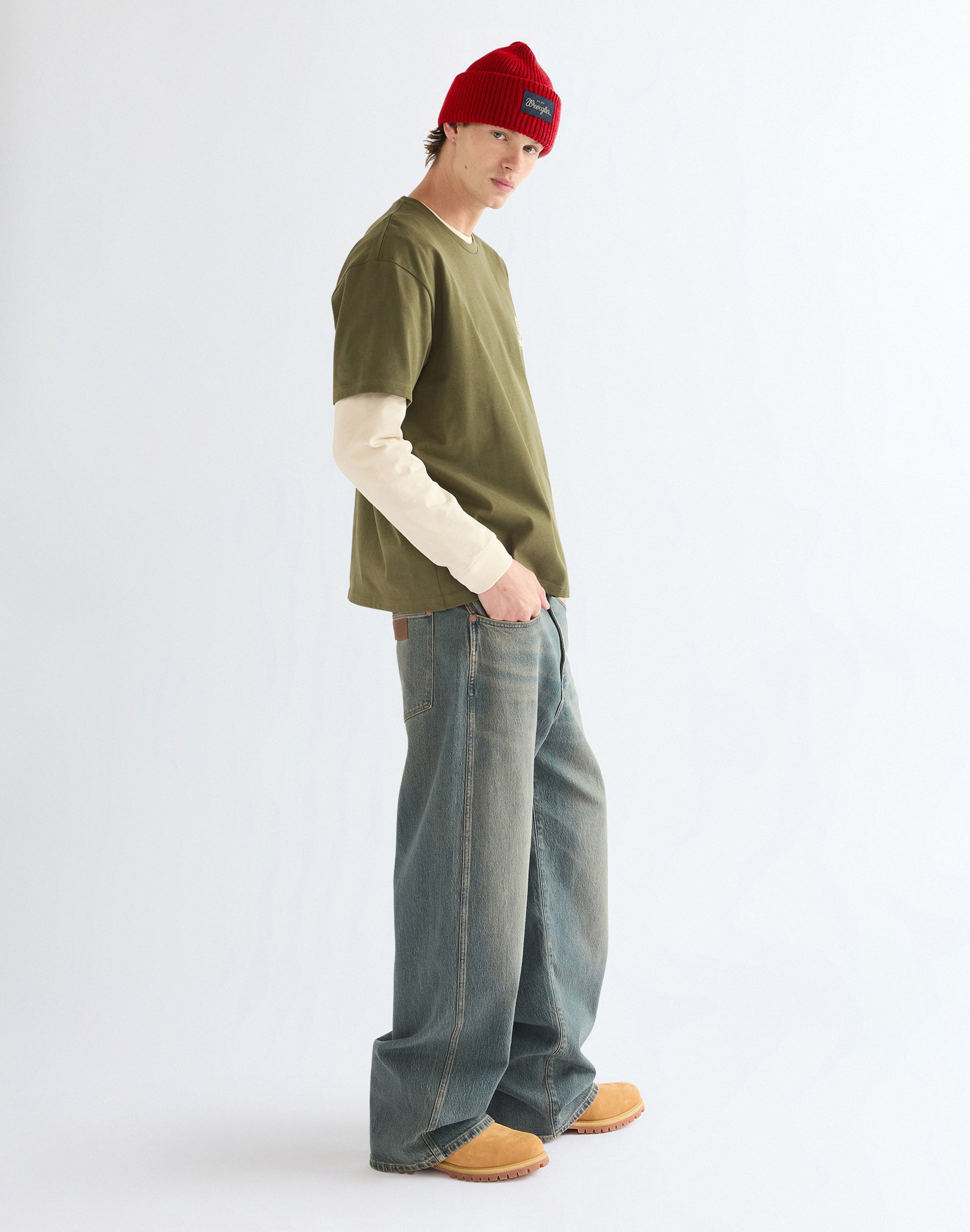 Mütze Ribbed Wool in Red Mützen Wrangler