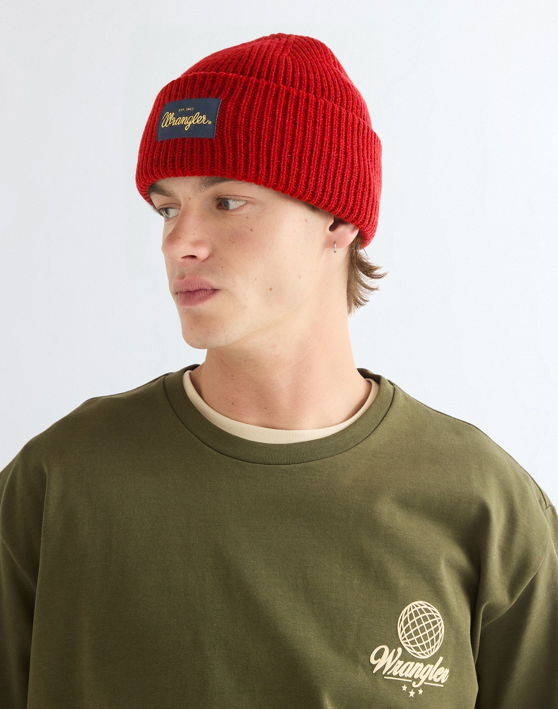 Mütze Ribbed Wool in Red Mützen Wrangler
