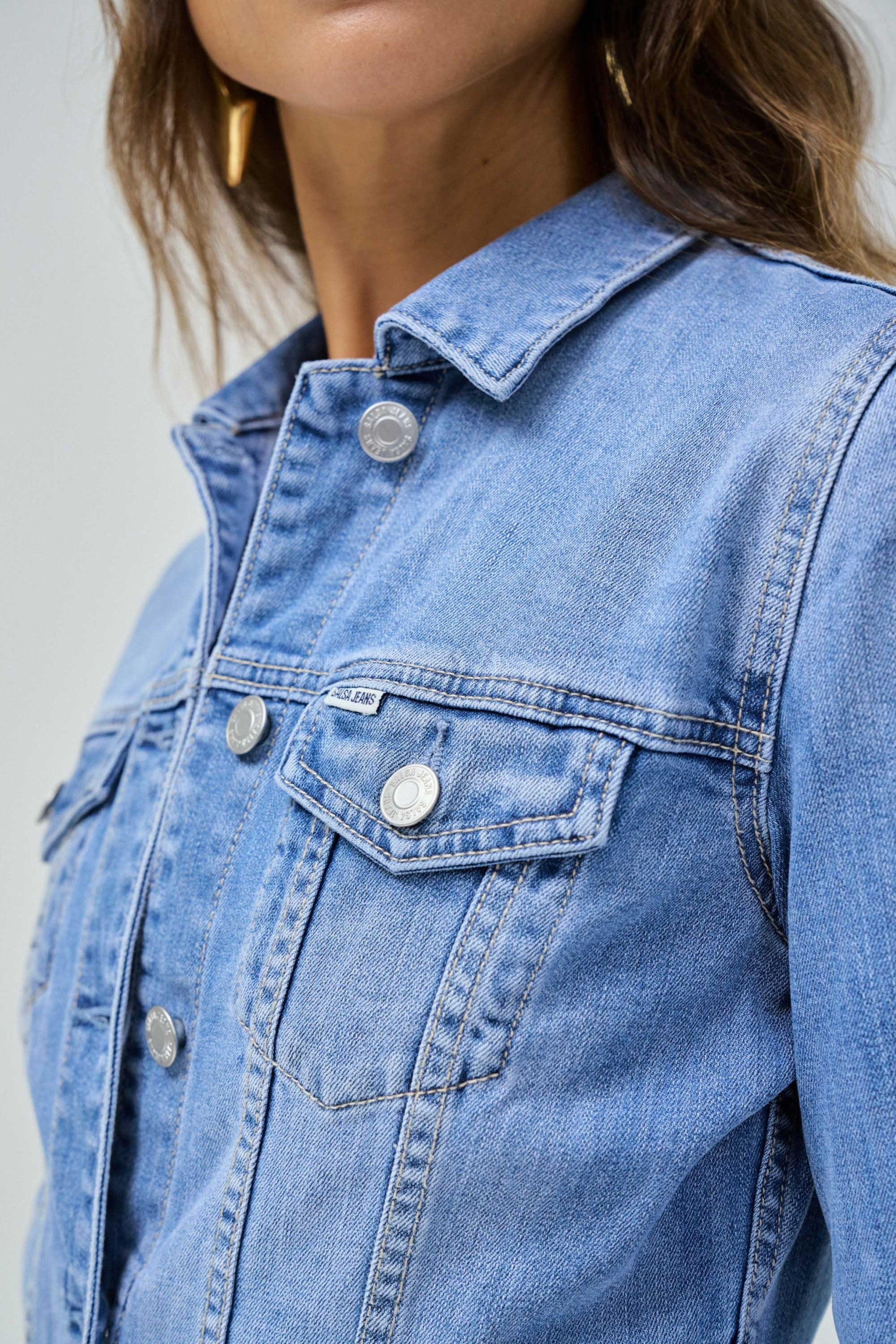 Denim Trucker Jacket in Medium Light Jacken Salsa Jeans
