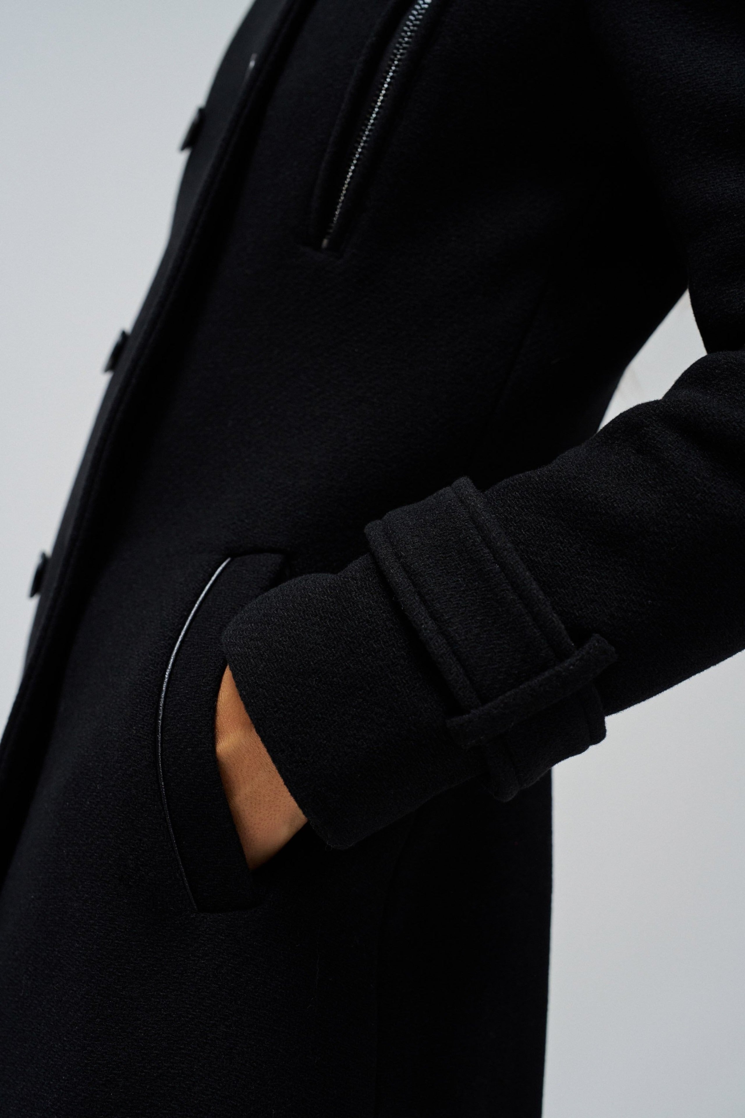 Grace Long Woolen Coat in Black Jacken Salsa Jeans