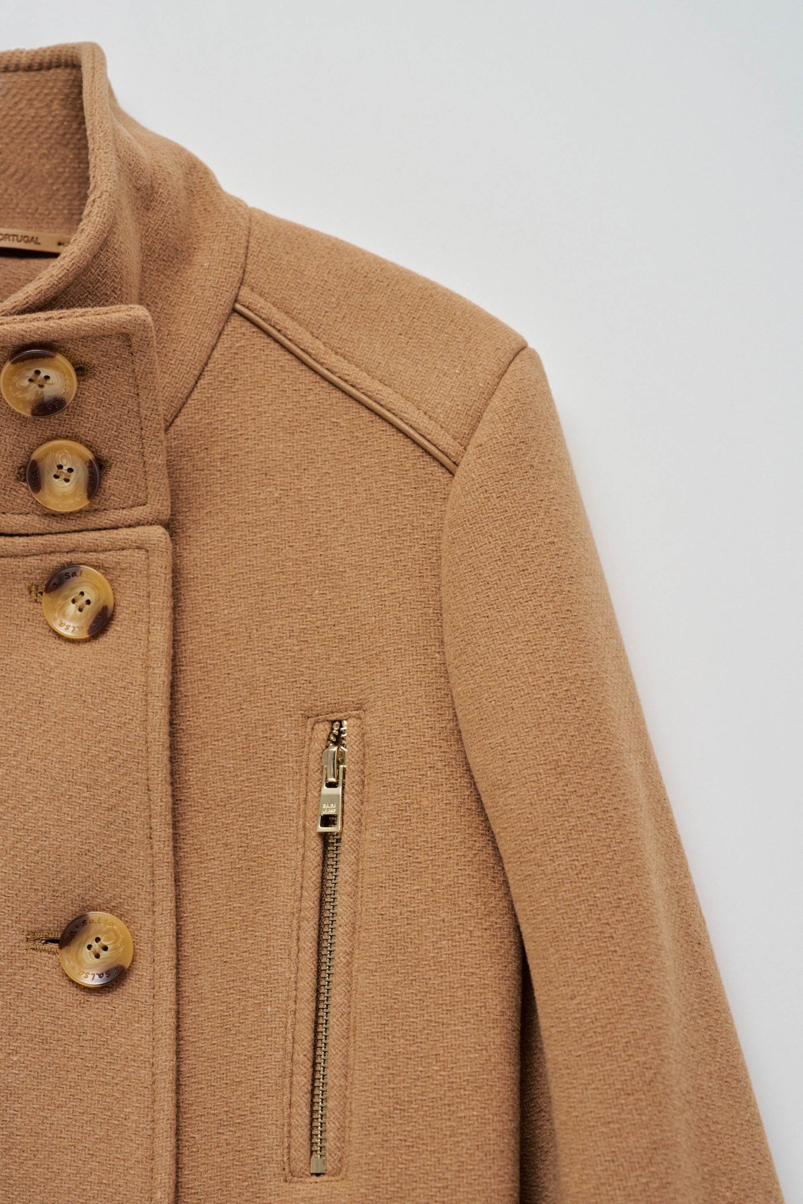 Grace Long Woolen Coat in Medium Beige Jacken Salsa Jeans