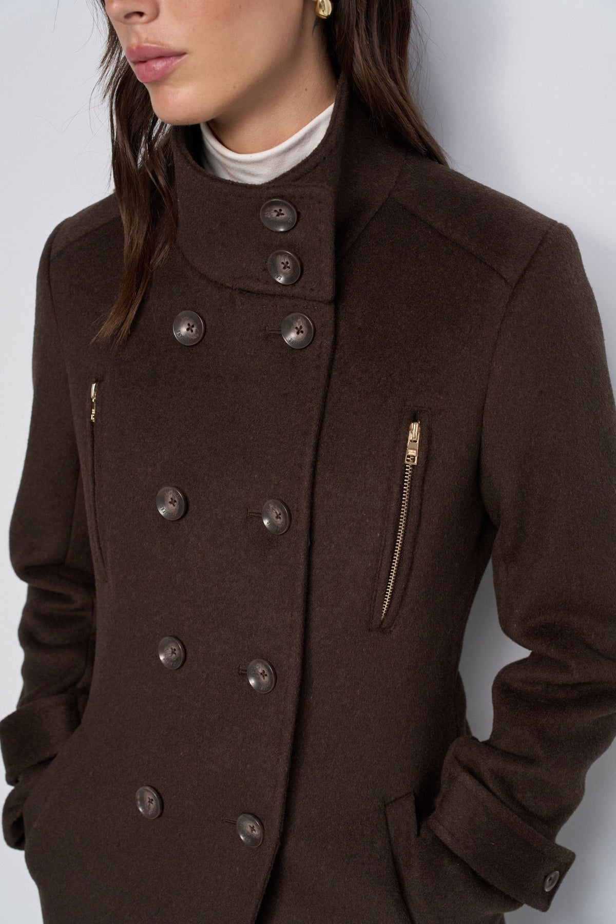 Langer Wollmantel Grace in Dark Brown V1 Jacken Salsa Jeans