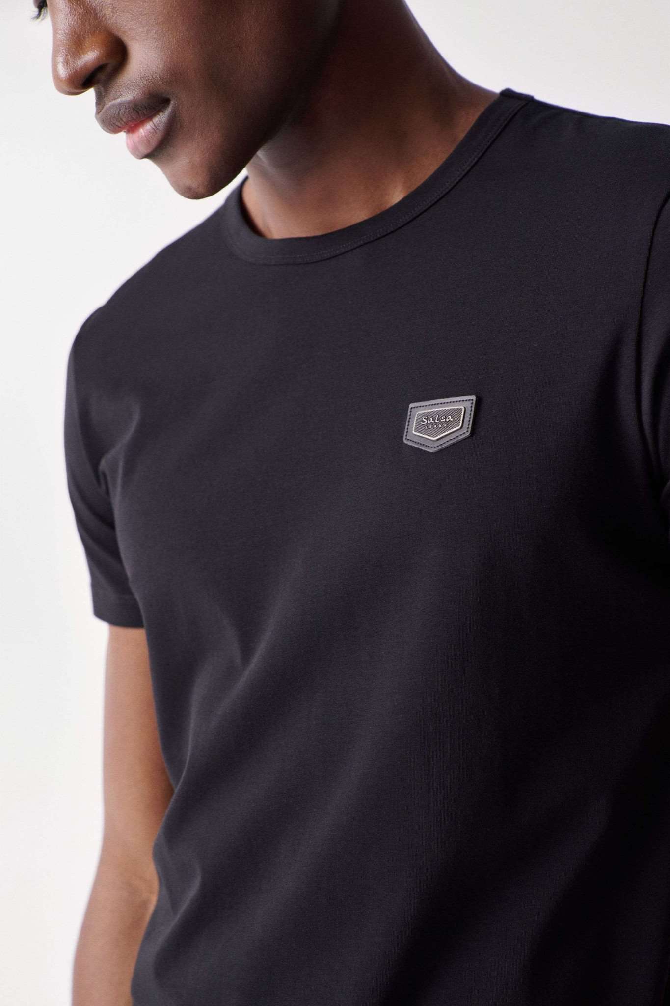 Cotton Lycra T-Shirt Badge in Black T-Shirts Salsa Jeans   
