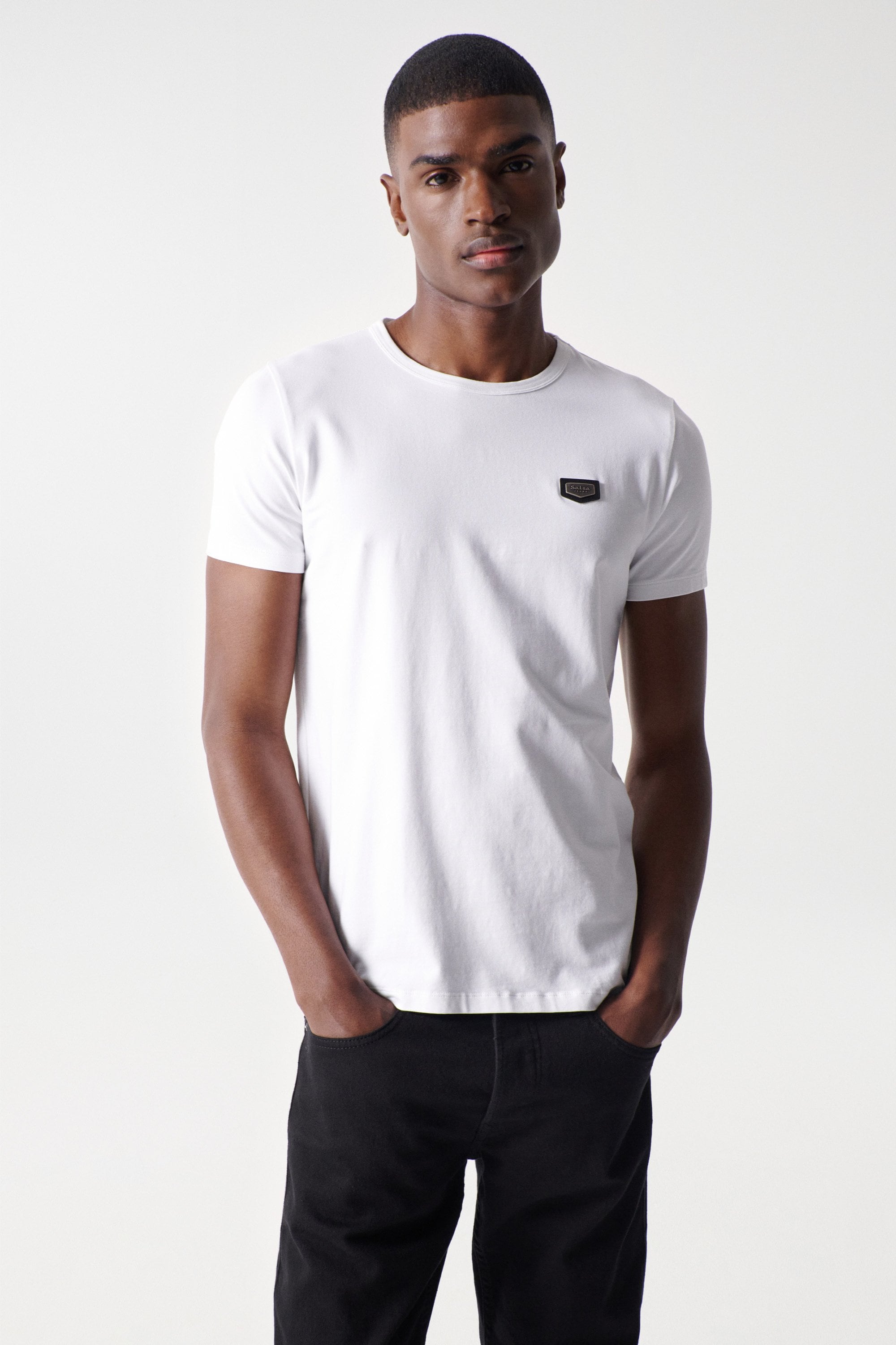 Cotton Lycra T-Shirt Badge in White T-Shirts Salsa Jeans   