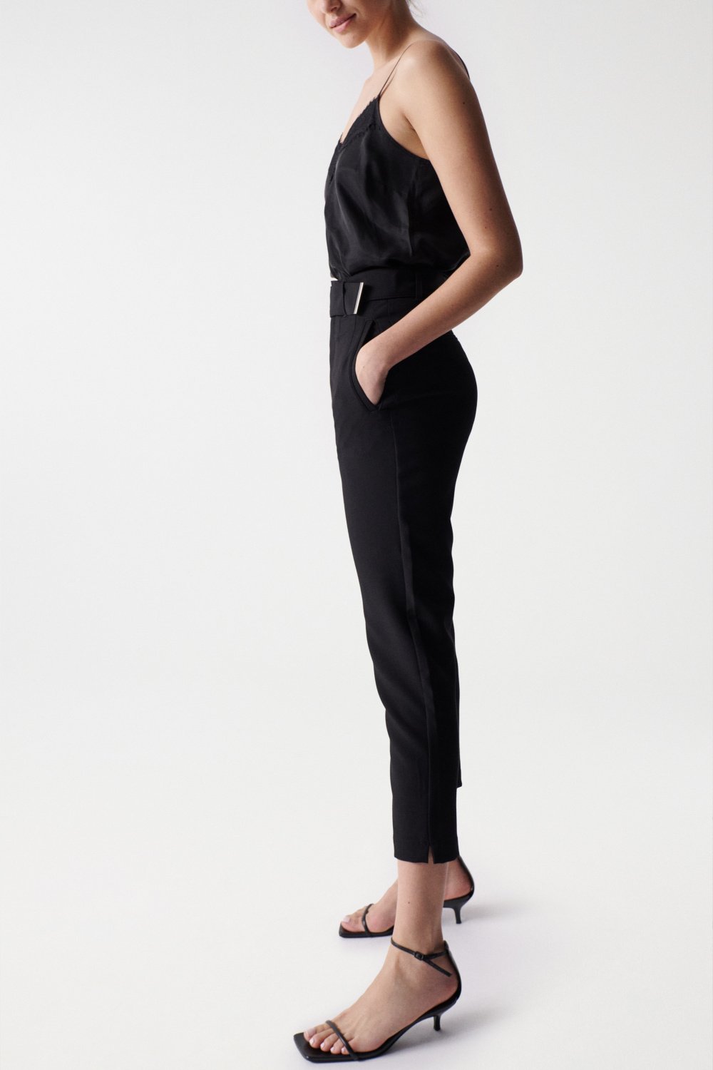 Chino Cropped Slim High Waist in Black Hosen Salsa Jeans   