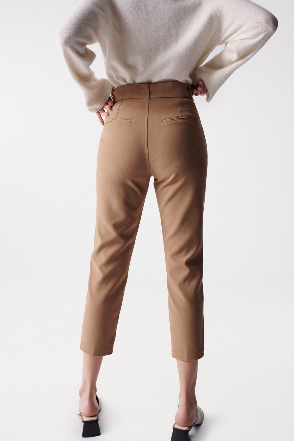 Chino Cropped Slim High Waist in Light Beige Hosen Salsa Jeans   