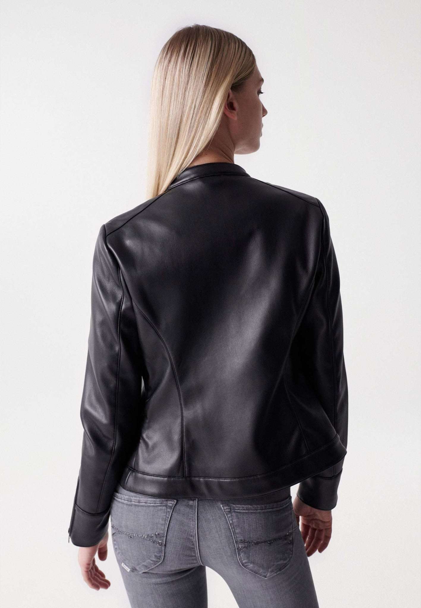 Basic Faux Leather Jacket in Black Jacken Salsa Jeans   