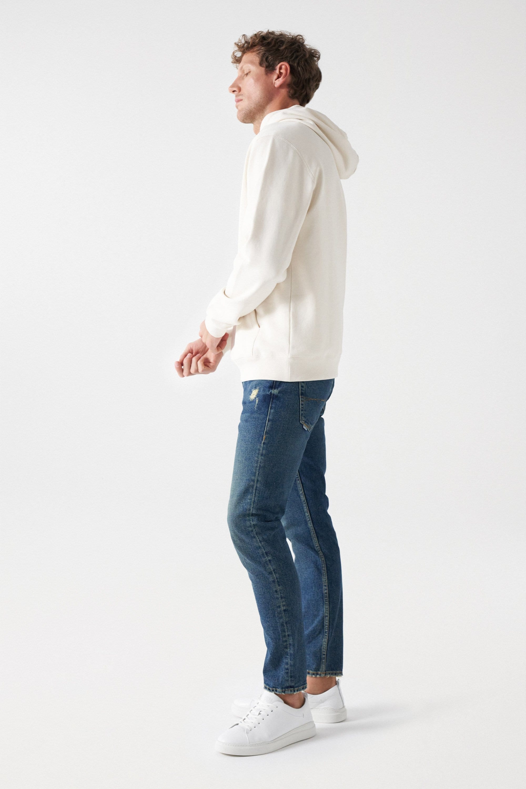 French Terry Branding Hoodie in Light Pearl Kapuzenpullover Salsa Jeans   