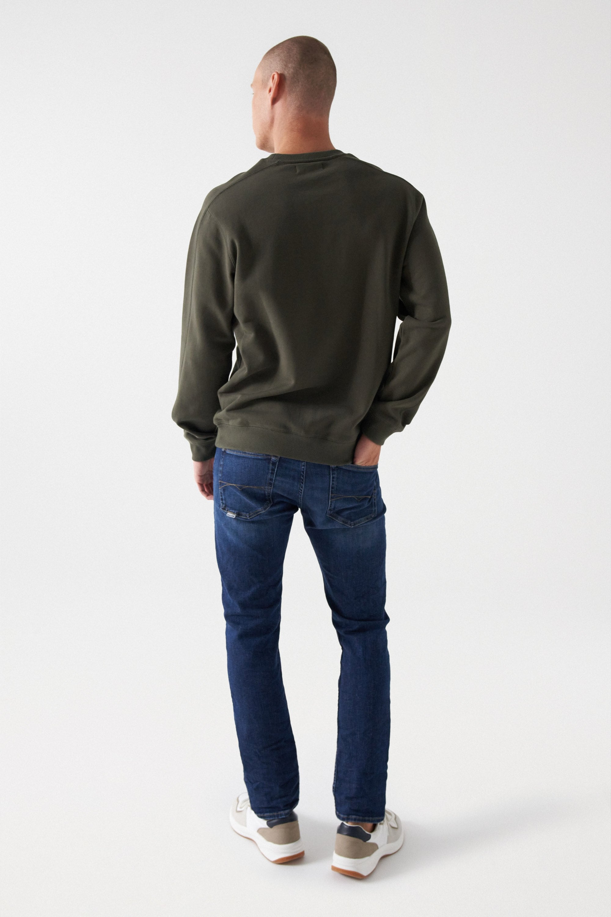 French Terry Branding Sweater in Dark Green Sweatshirts Salsa Jeans   