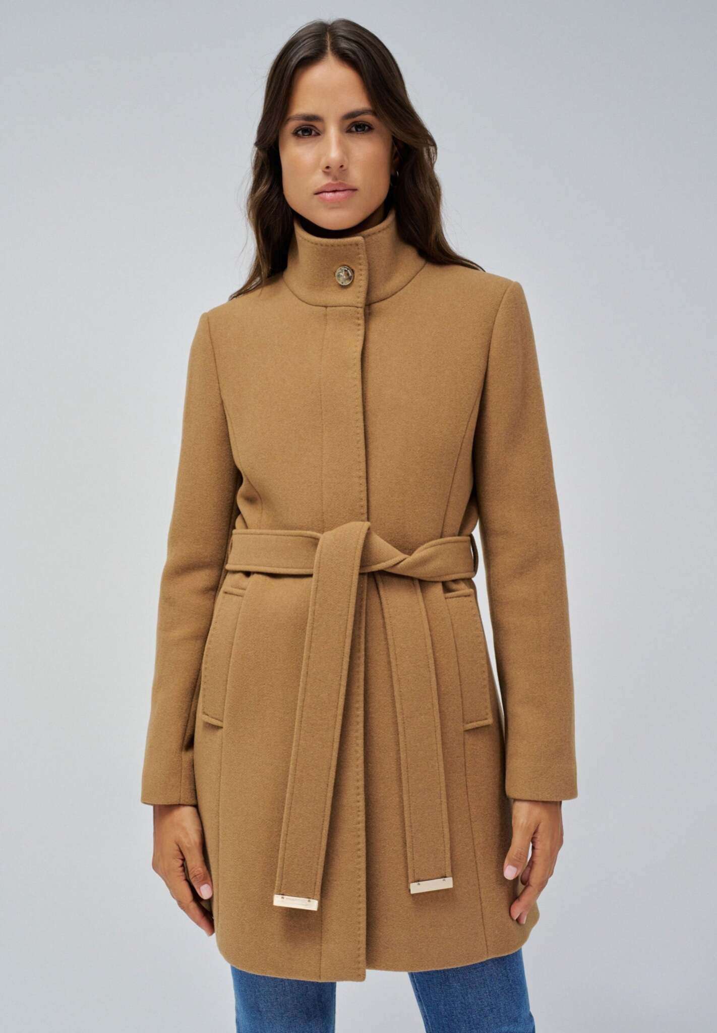 The Reimagined Wool Coat in Dark Beige Jacken Salsa Jeans